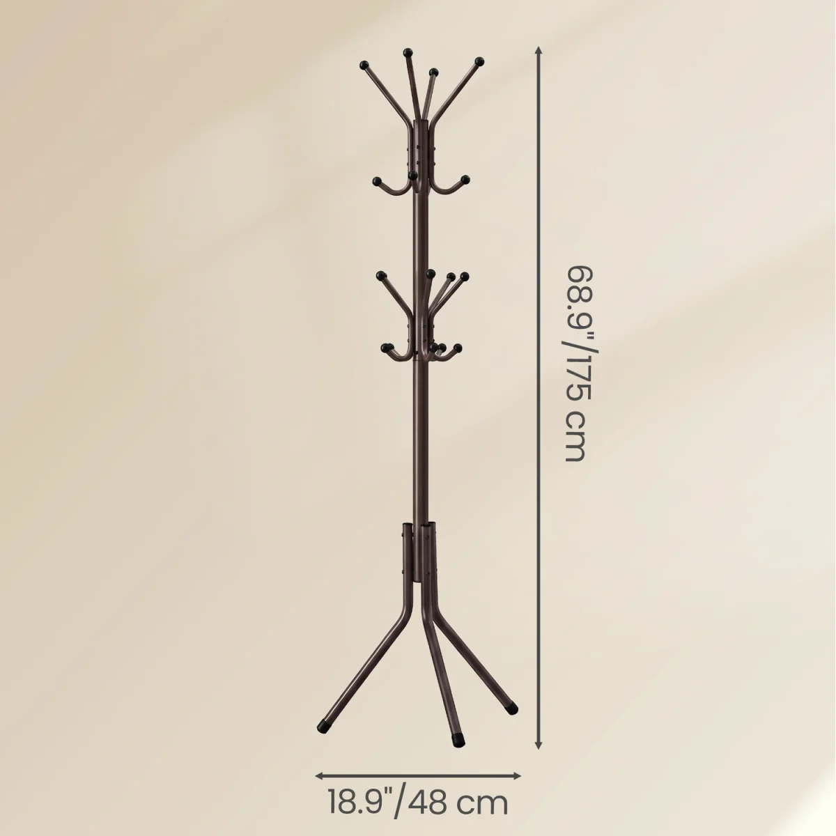 SONGMICS 175 cm Brown Standing Hall Tree for Bedroom - Brown – image 3
