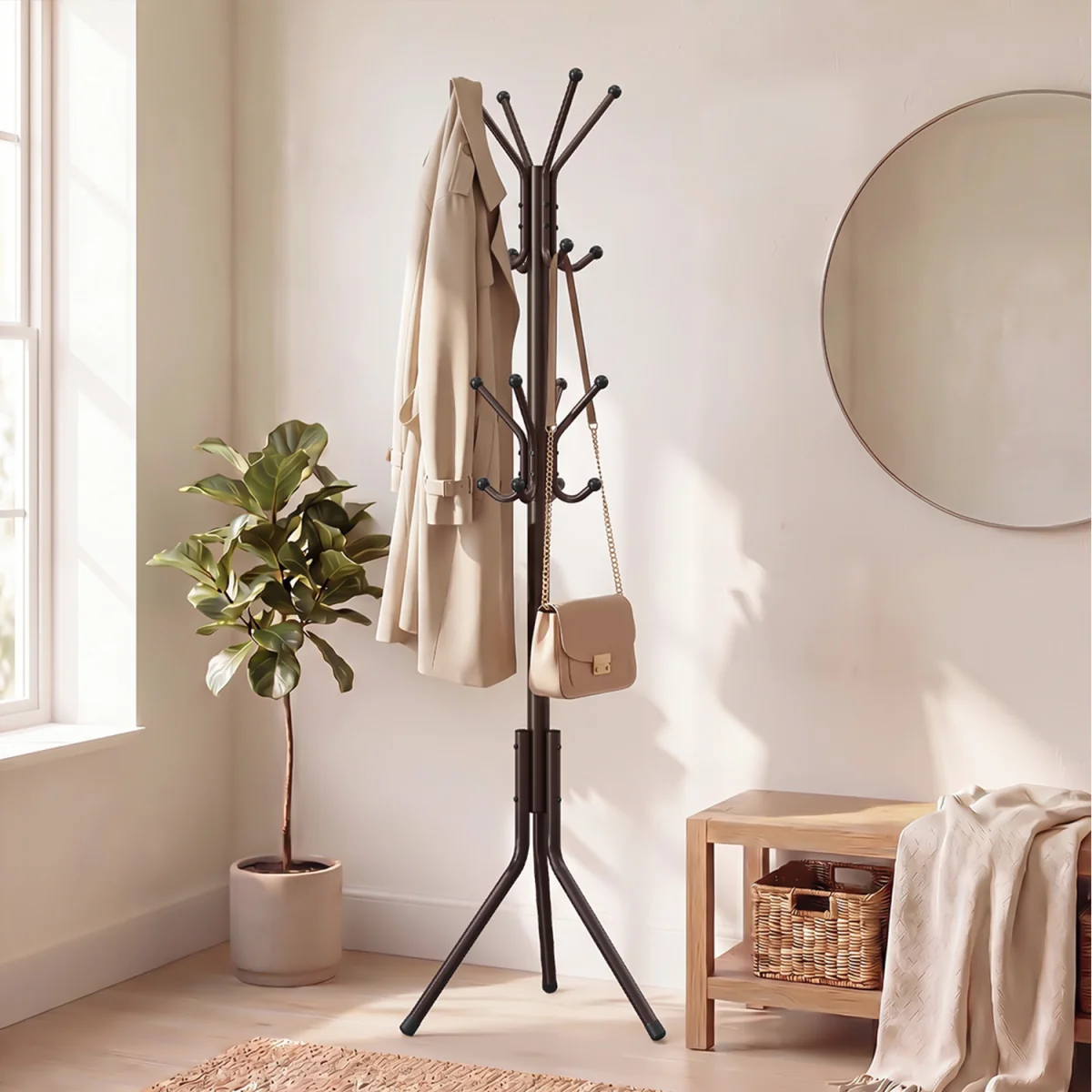 SONGMICS 175 cm Brown Standing Hall Tree for Bedroom - Brown – image 4