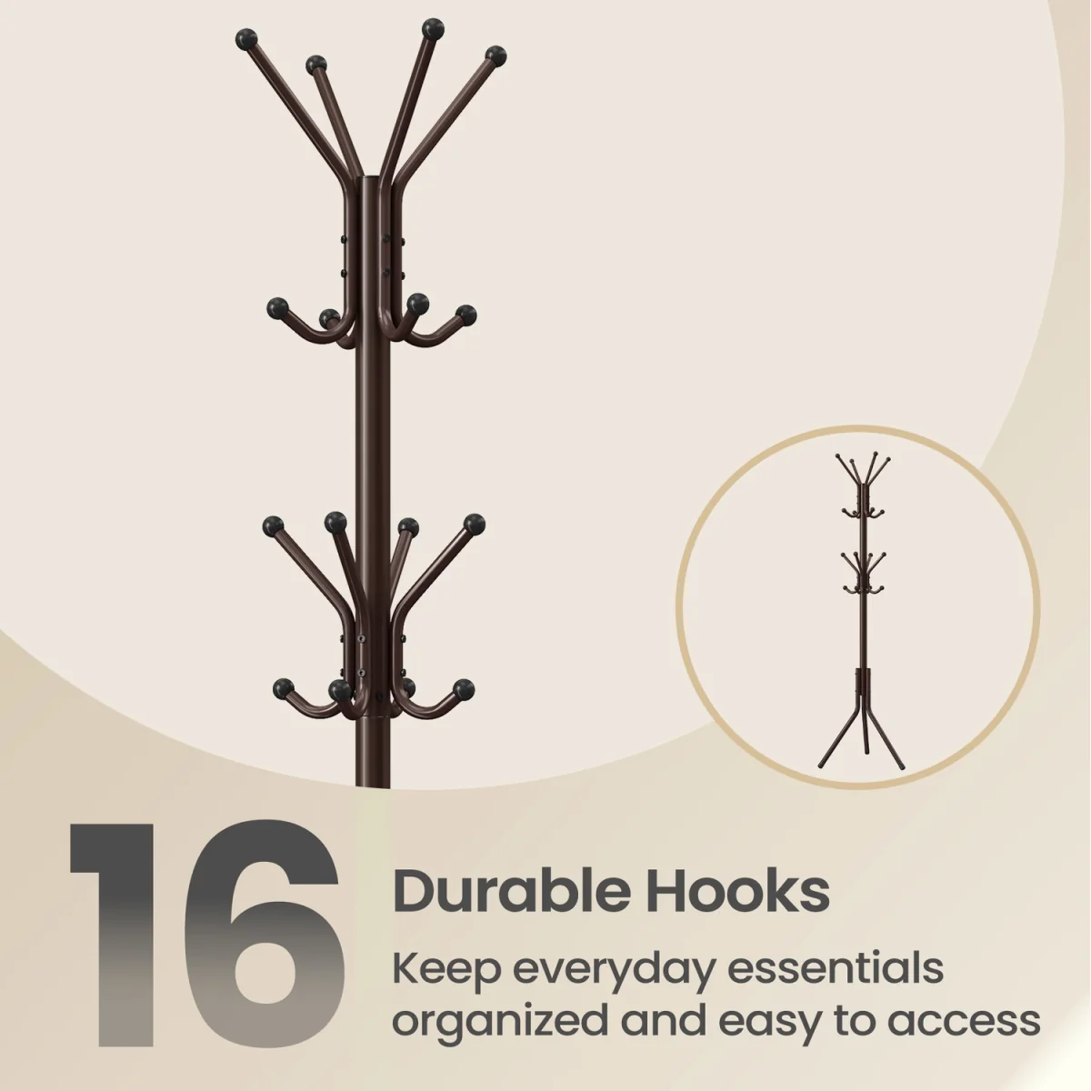SONGMICS 175 cm Brown Standing Hall Tree for Bedroom - Brown – image 5