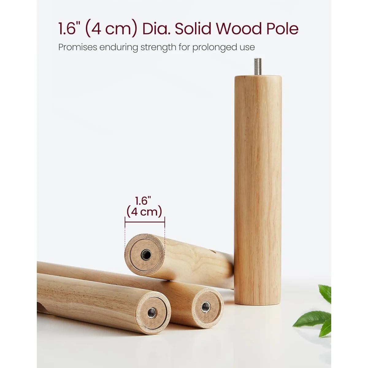 Freestanding Wooden Coat Rack Stand with 8 Hooks, Entryway Clothes Hanging Tree - Natural Beige – image 4
