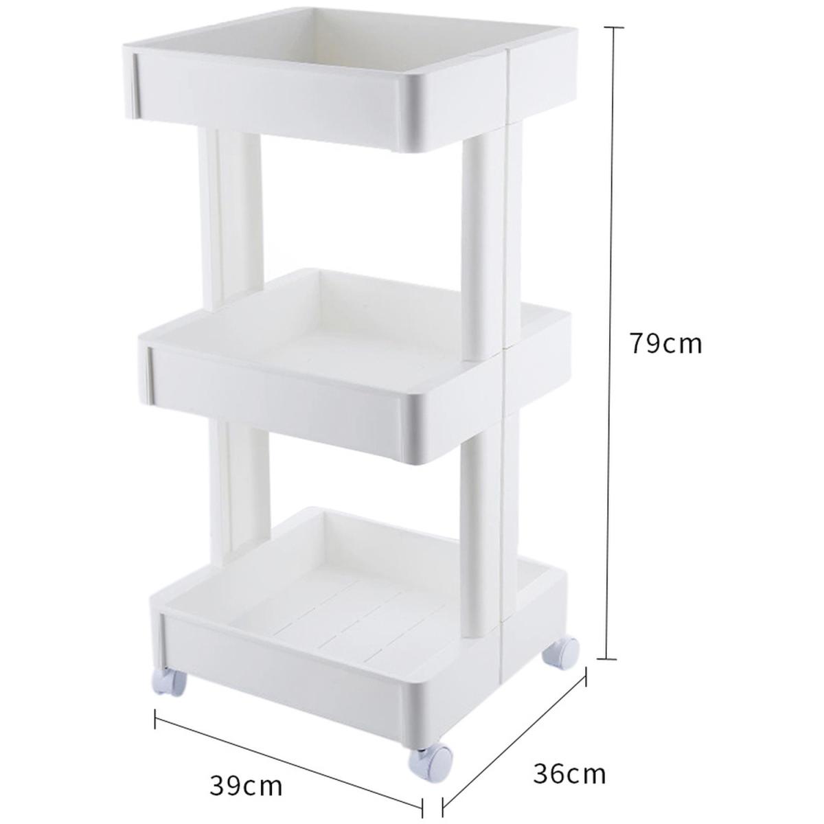 Plastic Kitchen Storage Trolley - White / 79cm / 39cm – image 4
