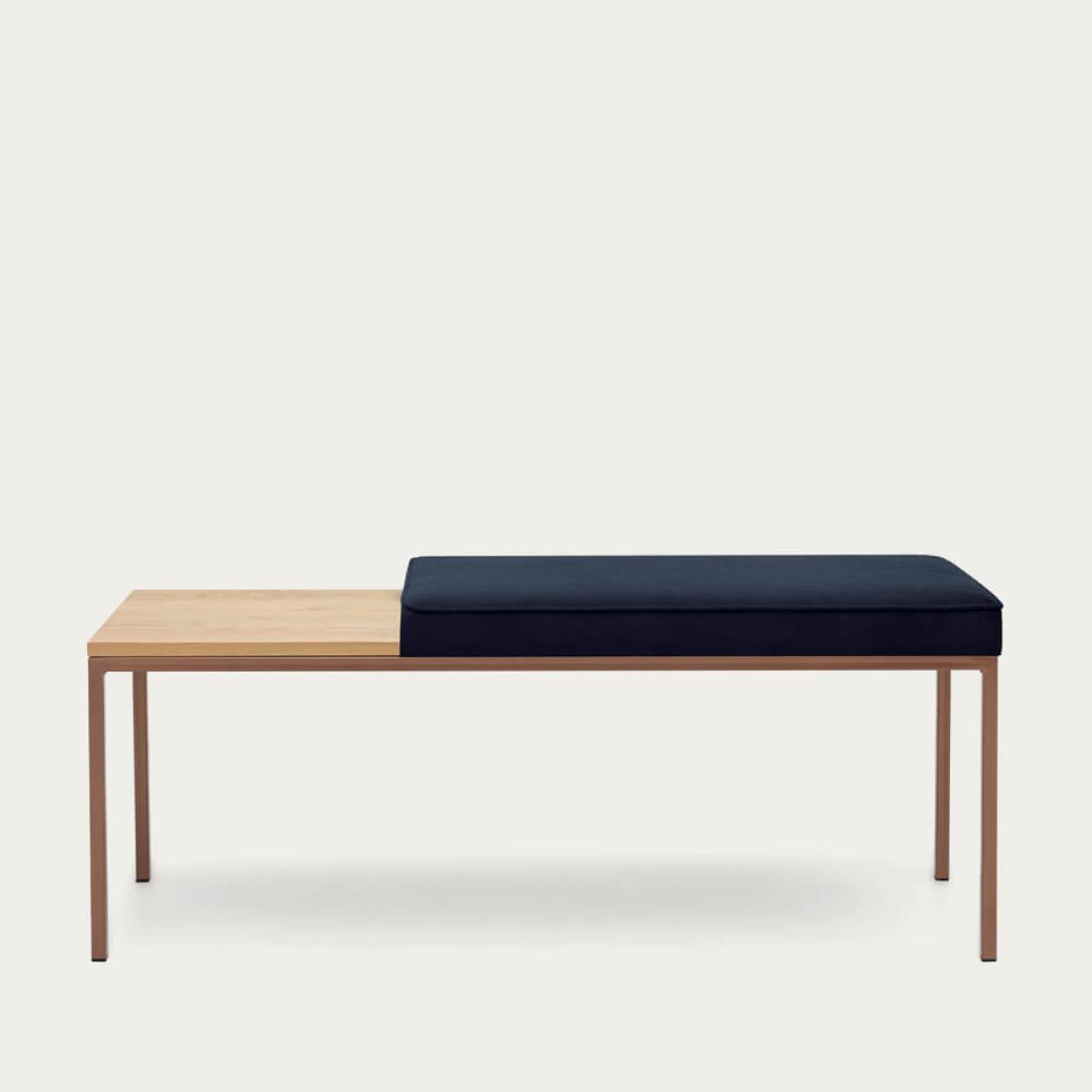 Navy Blue Cube Bench Velvet Line