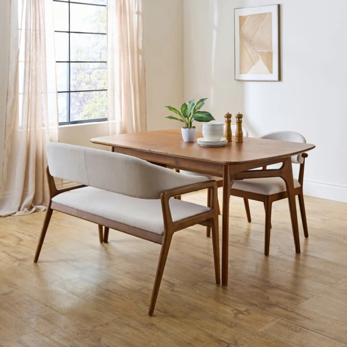 Hugh Dining Bench, Fabric – image 2