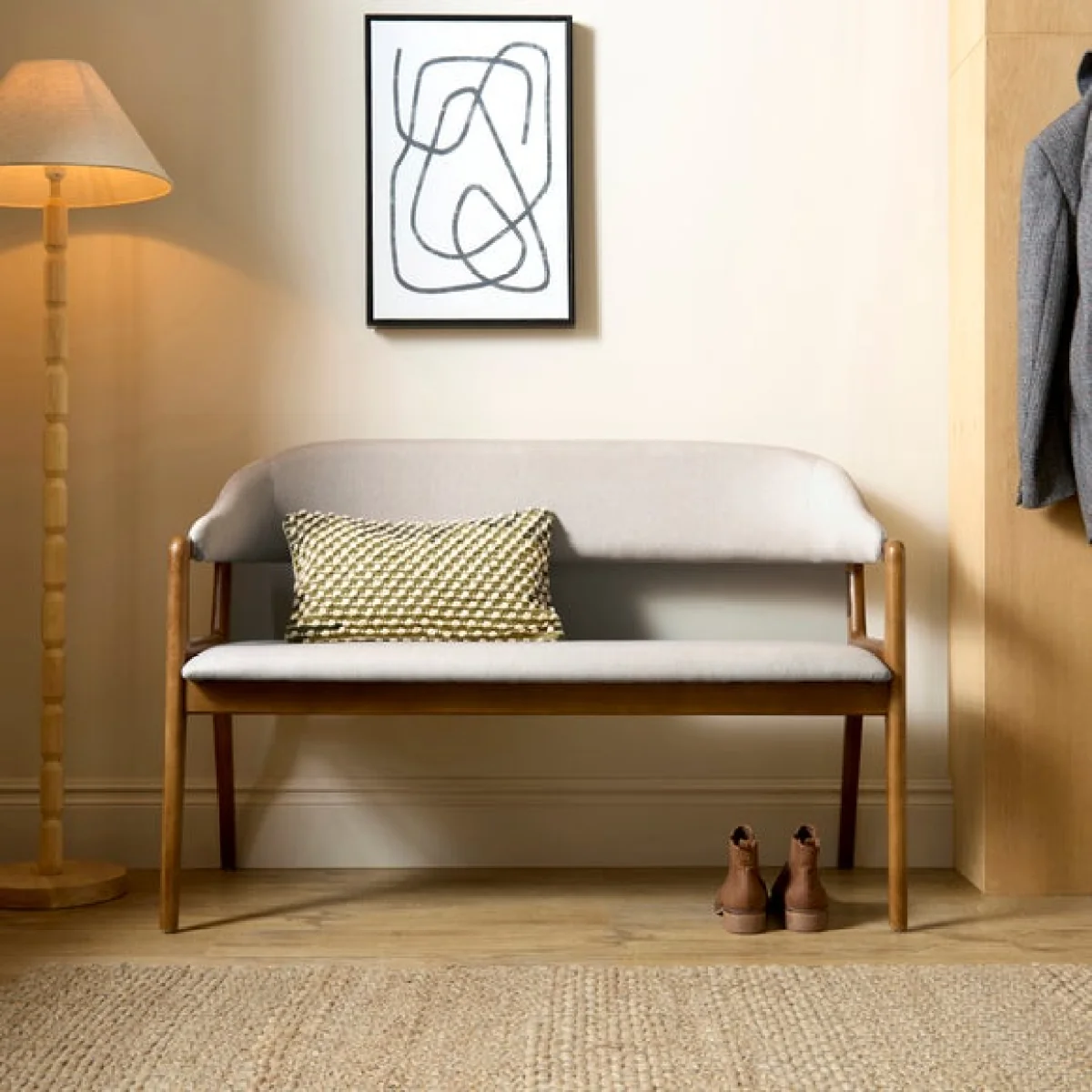 Hugh Dining Bench, Fabric – image 4
