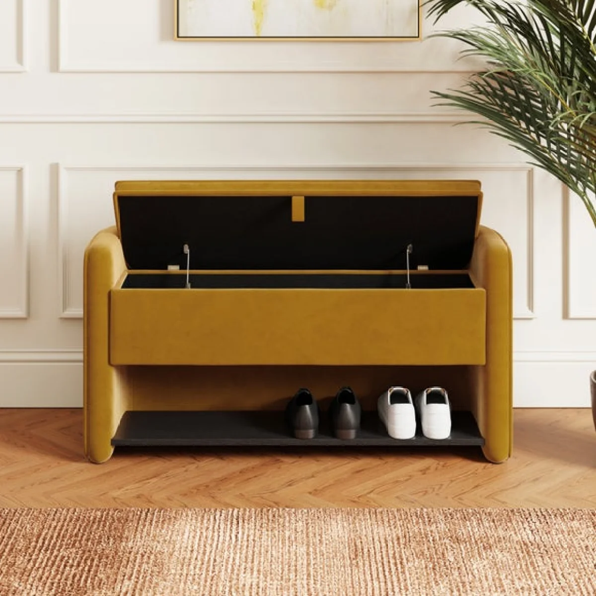 Estelle Velvet Hallway Storage Bench – image 2