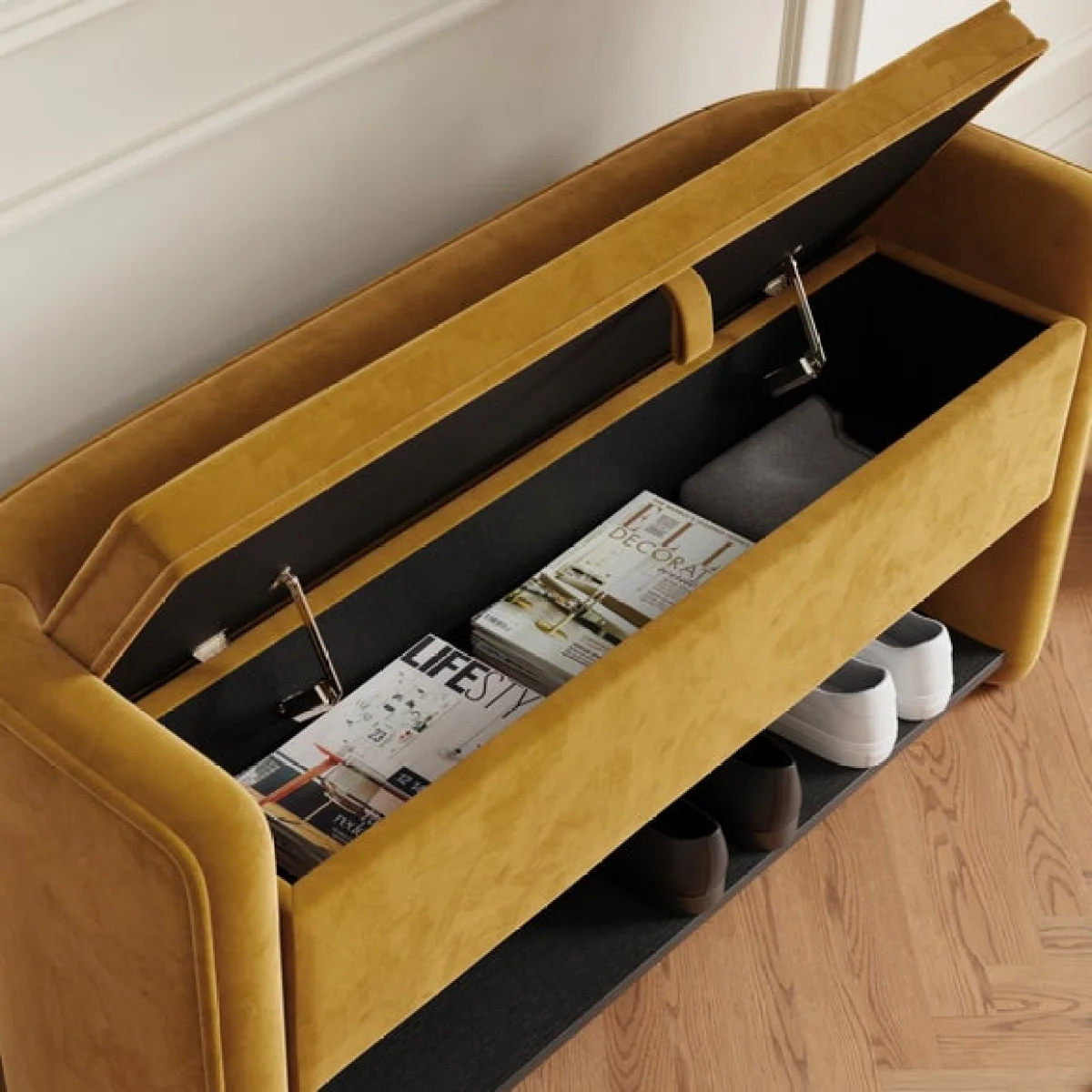 Estelle Velvet Hallway Storage Bench – image 3