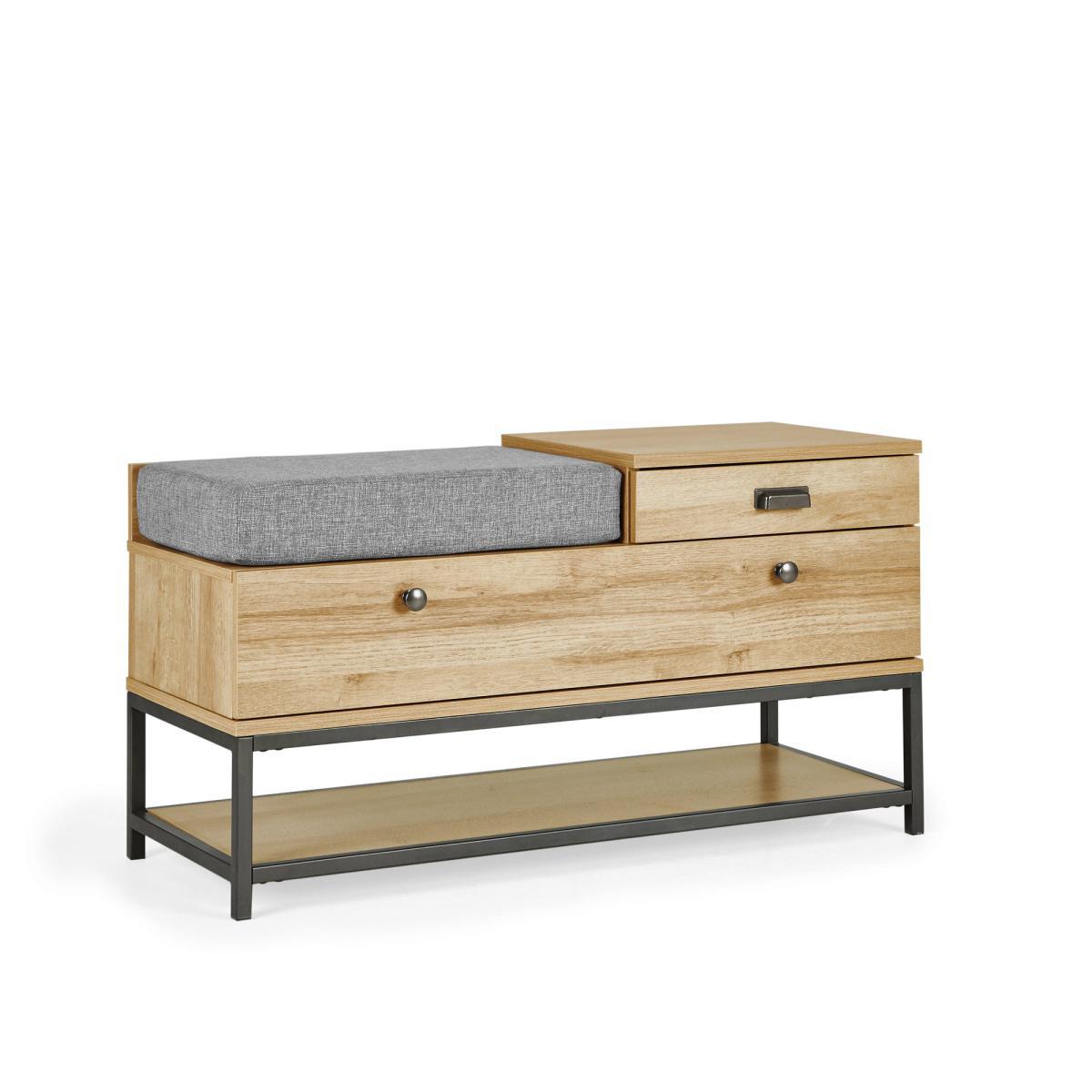 Fulton Oak Effect Storage Bench Brown and Grey – image 3