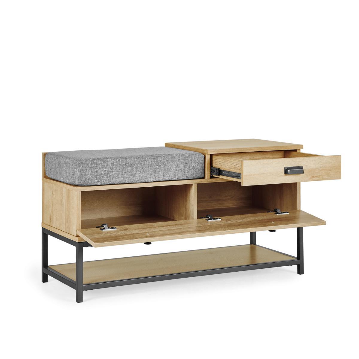 Fulton Oak Effect Storage Bench Brown and Grey – image 4