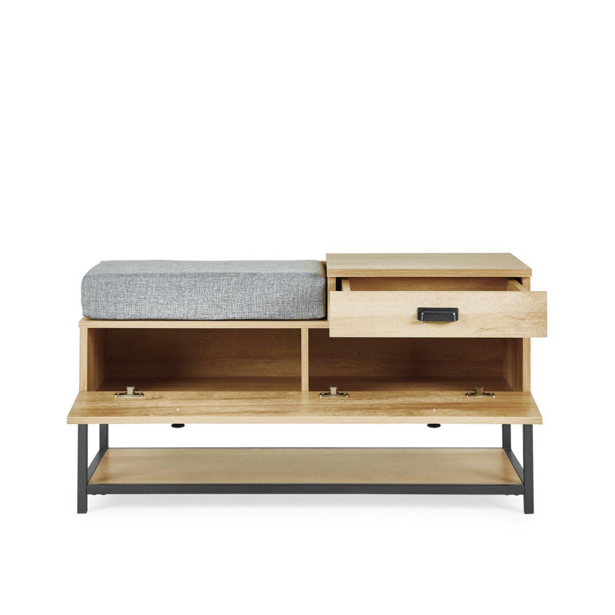 Fulton Oak Effect Storage Bench Brown and Grey – image 5