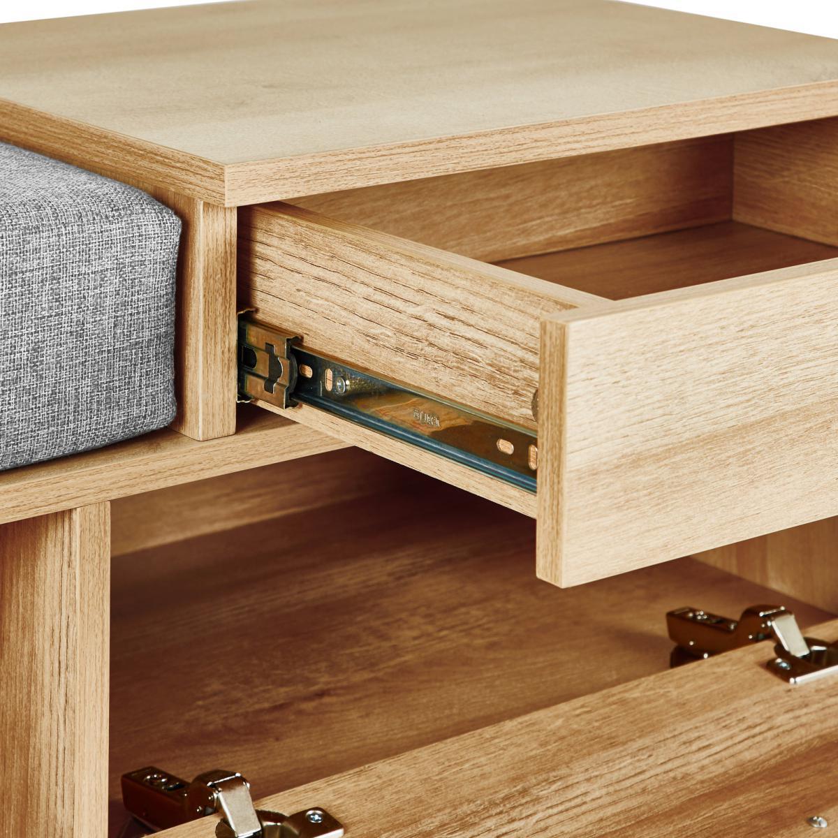 Fulton Oak Effect Storage Bench Brown and Grey – image 6