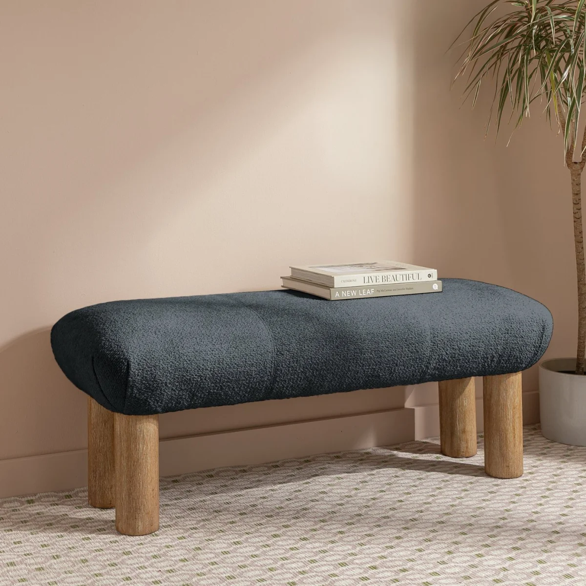 Habitat May Fabric Bench - Blue – image 1
