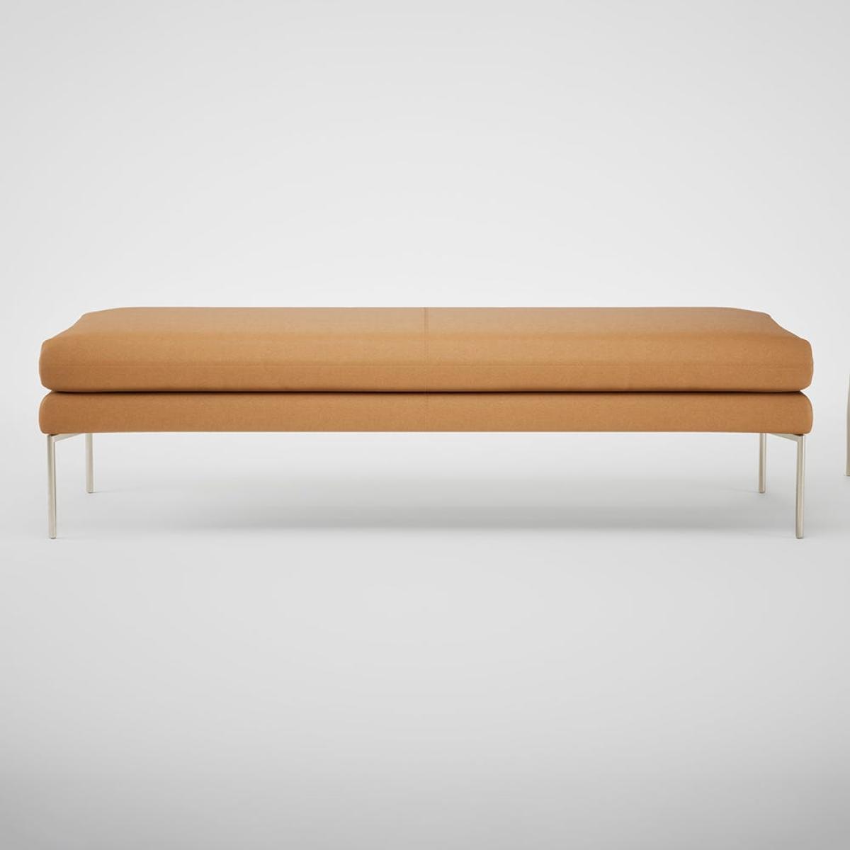 Heal's Matera Bench 160cm Daino Leather Parchment Stainless Steel Foot – image 2