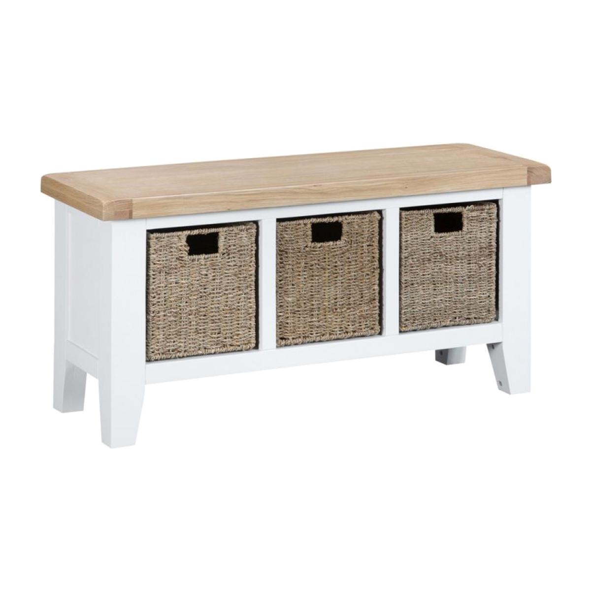 Terranostra Oak Large Hall Bench - Old White