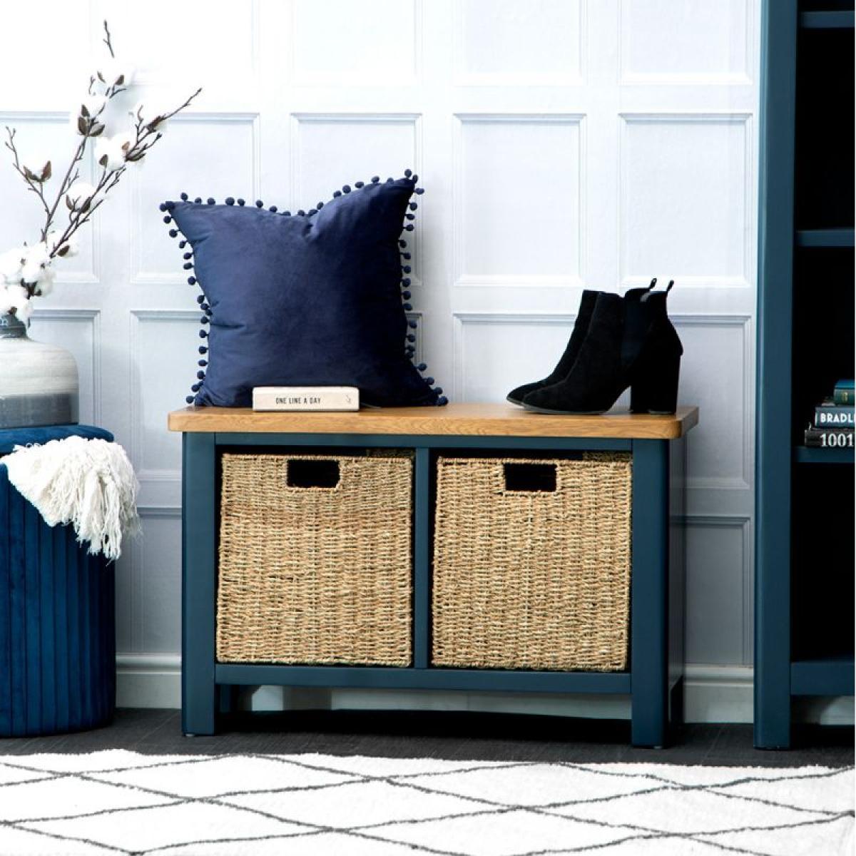 Ruskin Oak Hall Bench - Blue – image 1