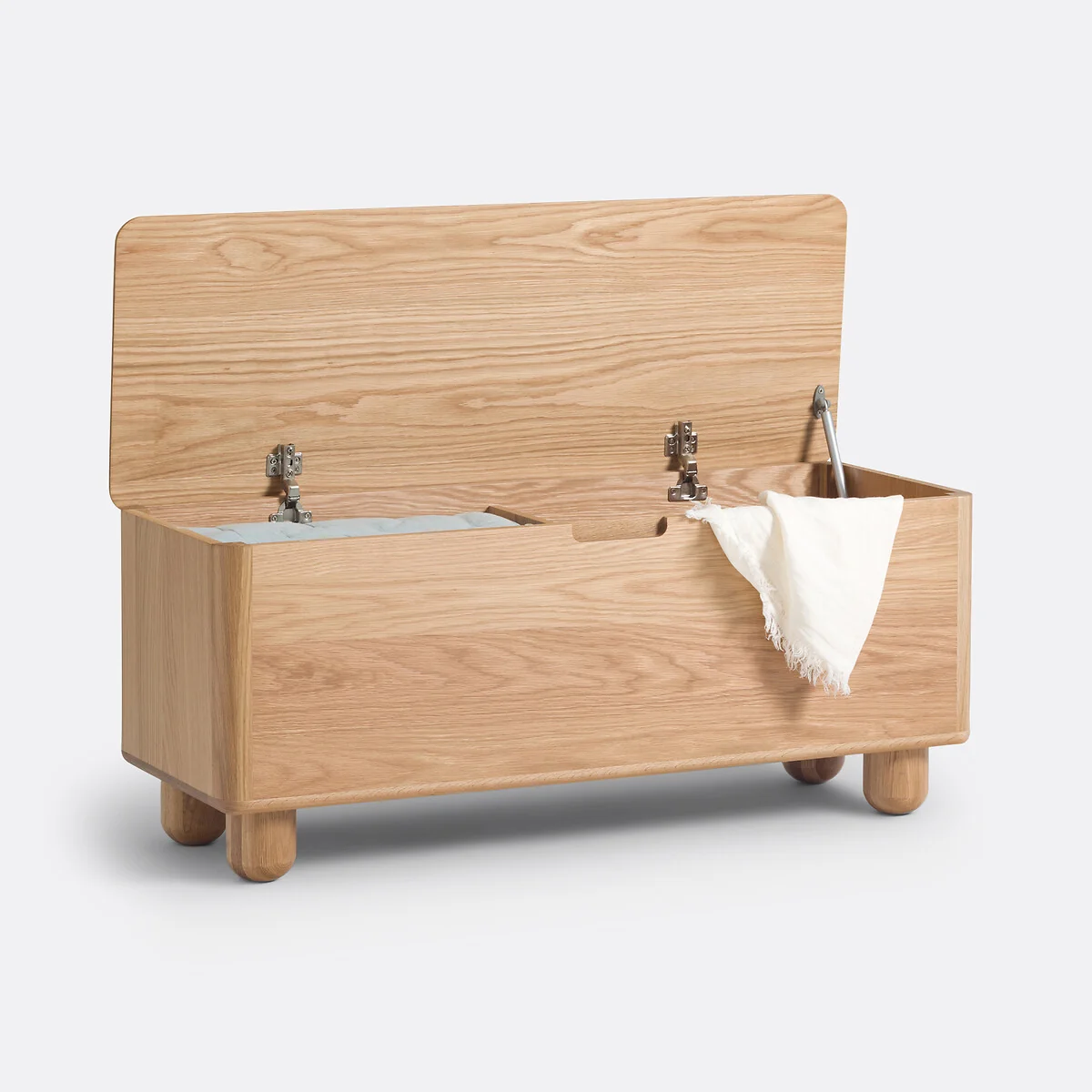Piero Rounded Oak Bench/Storage Chest – image 7