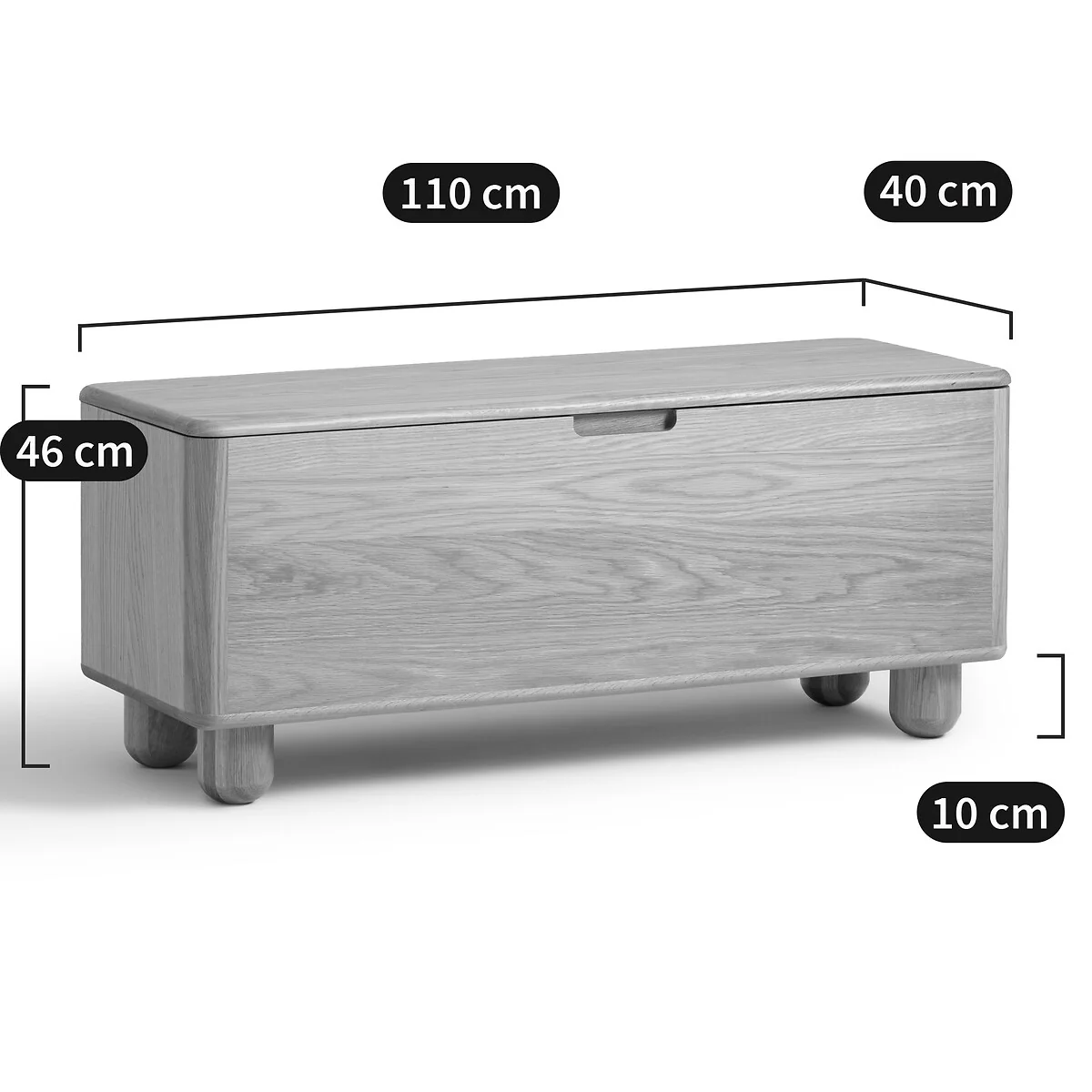 Piero Rounded Oak Bench/Storage Chest – image 10