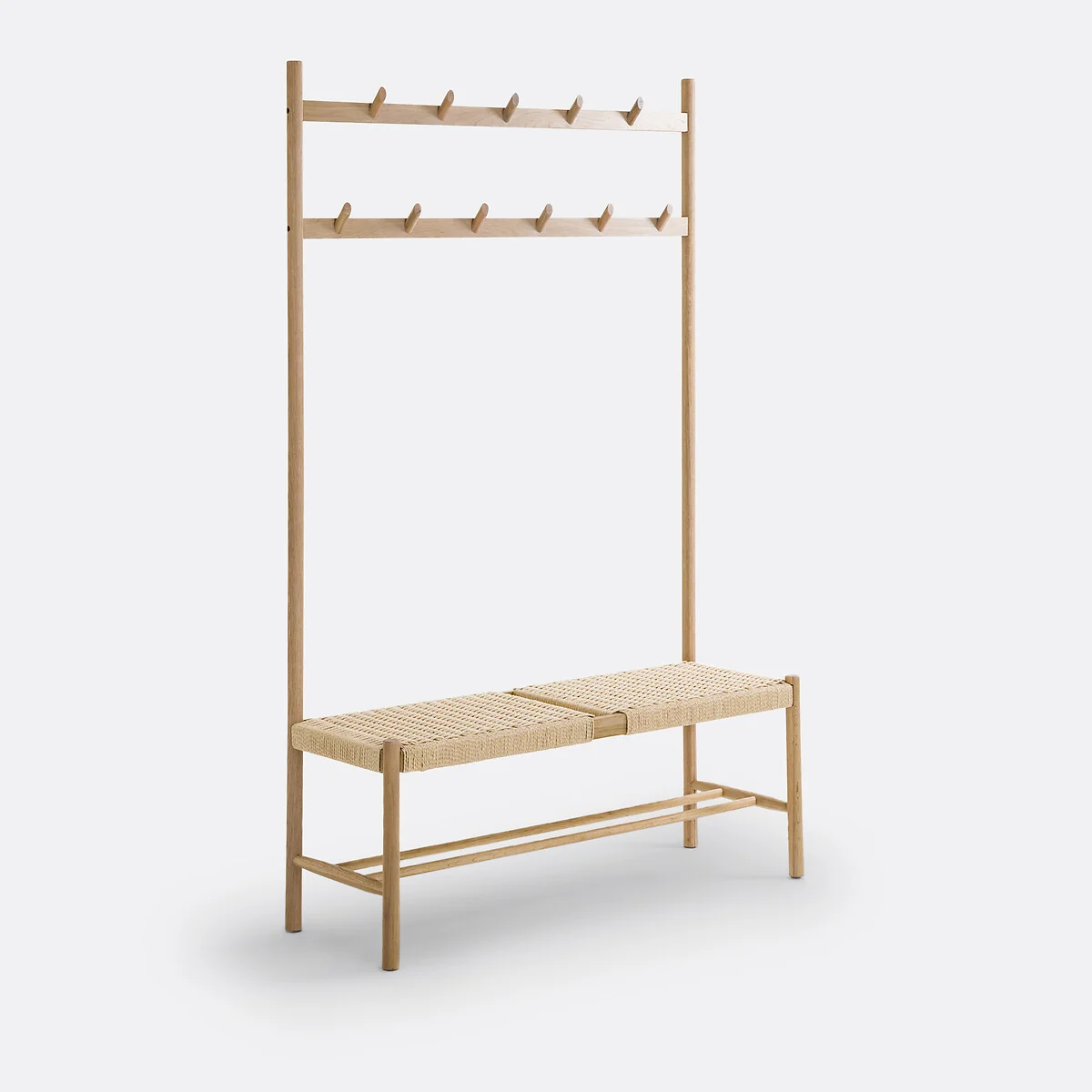 Taga Solid Oak & Rope Hallway Coat Bench – image 3