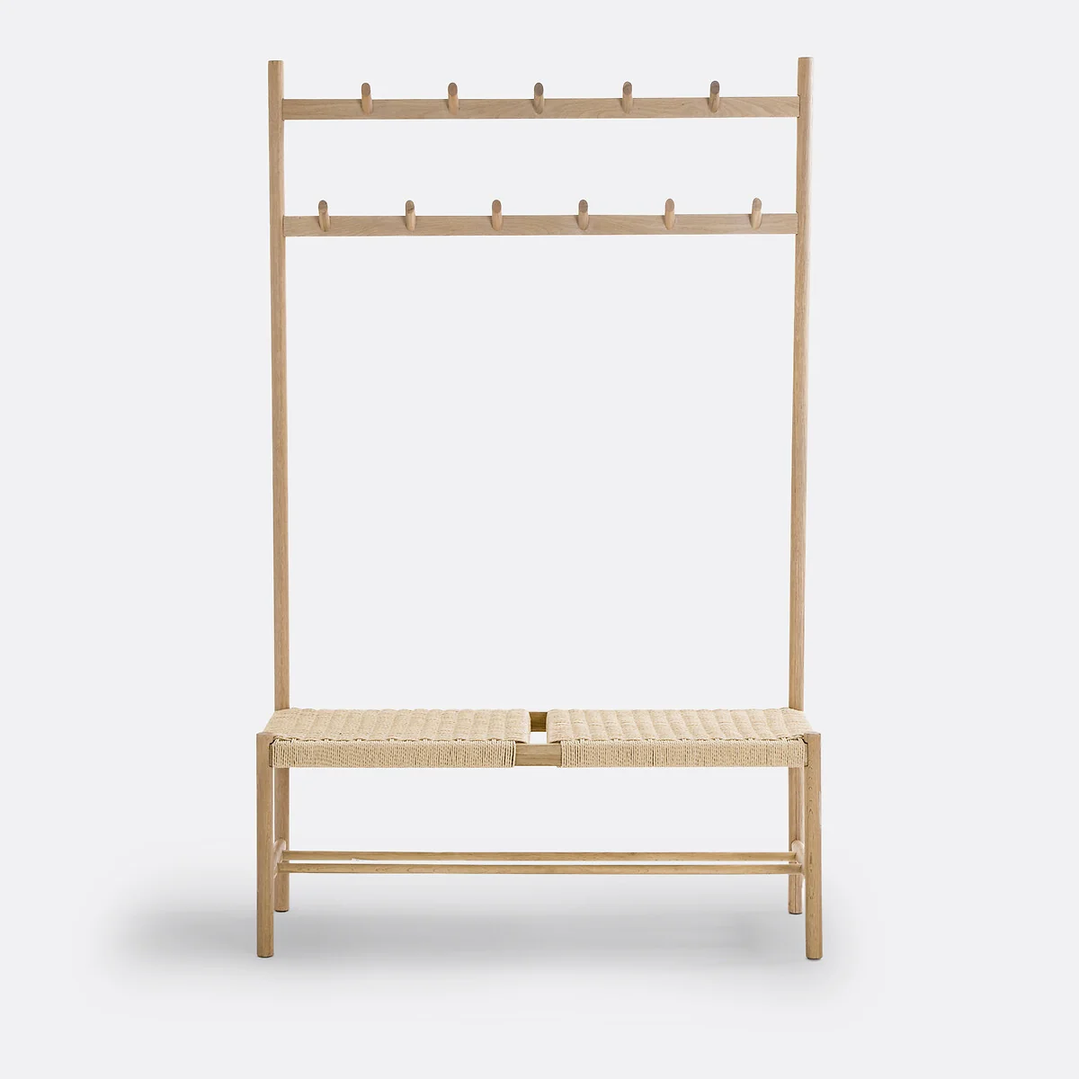 Taga Solid Oak & Rope Hallway Coat Bench – image 4