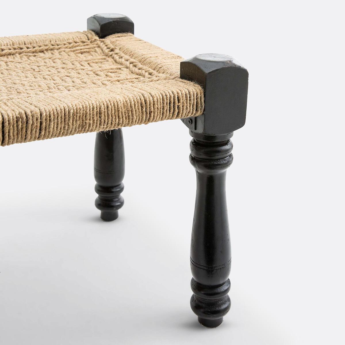 Adas Mango Wood & Rope Indian Style Bench – image 3