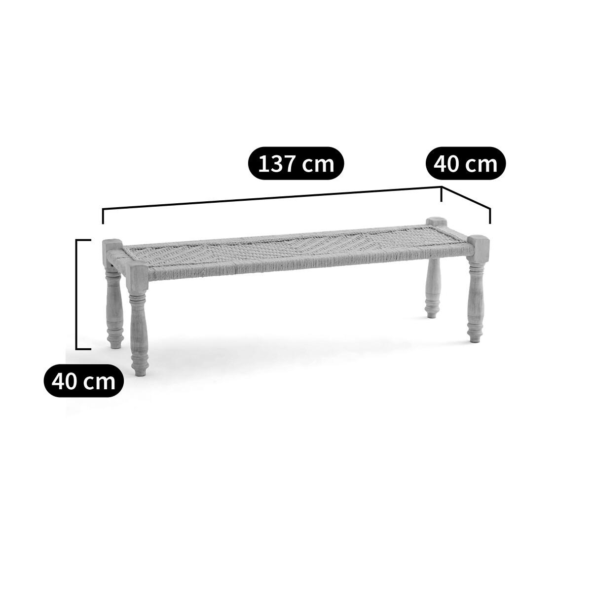 Adas Mango Wood & Rope Indian Style Bench – image 8