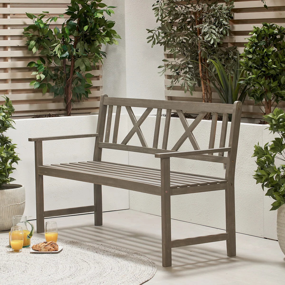 Cambridge 3 Seat Antique Grey Wooden Bench – image 2