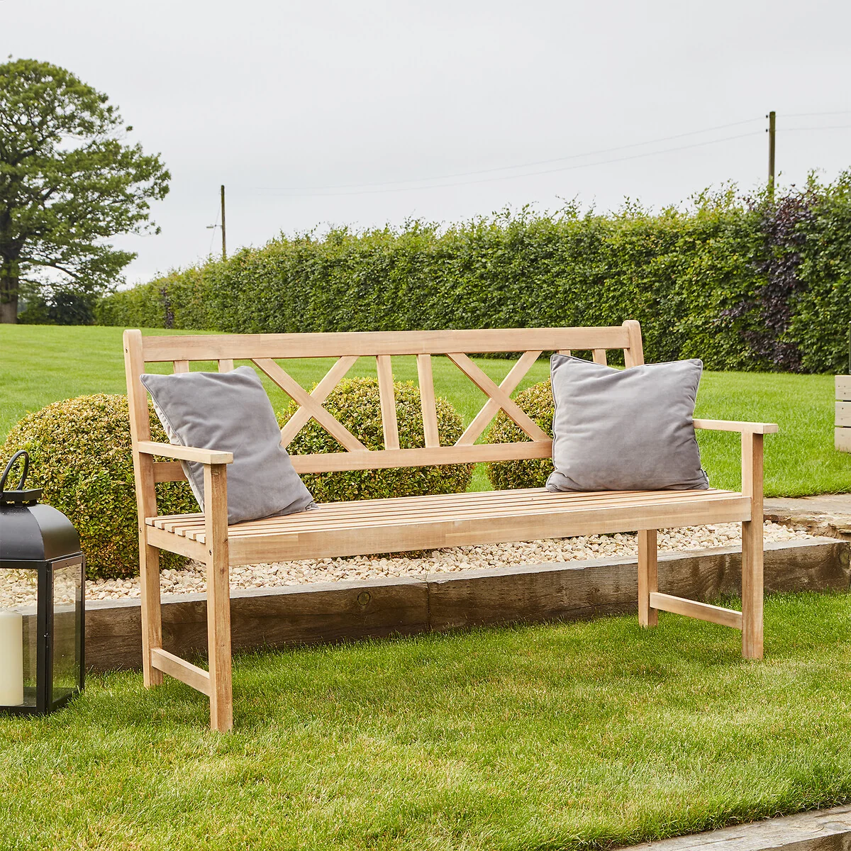 Cambridge 3 Seat Light Teak Wooden Bench – image 7