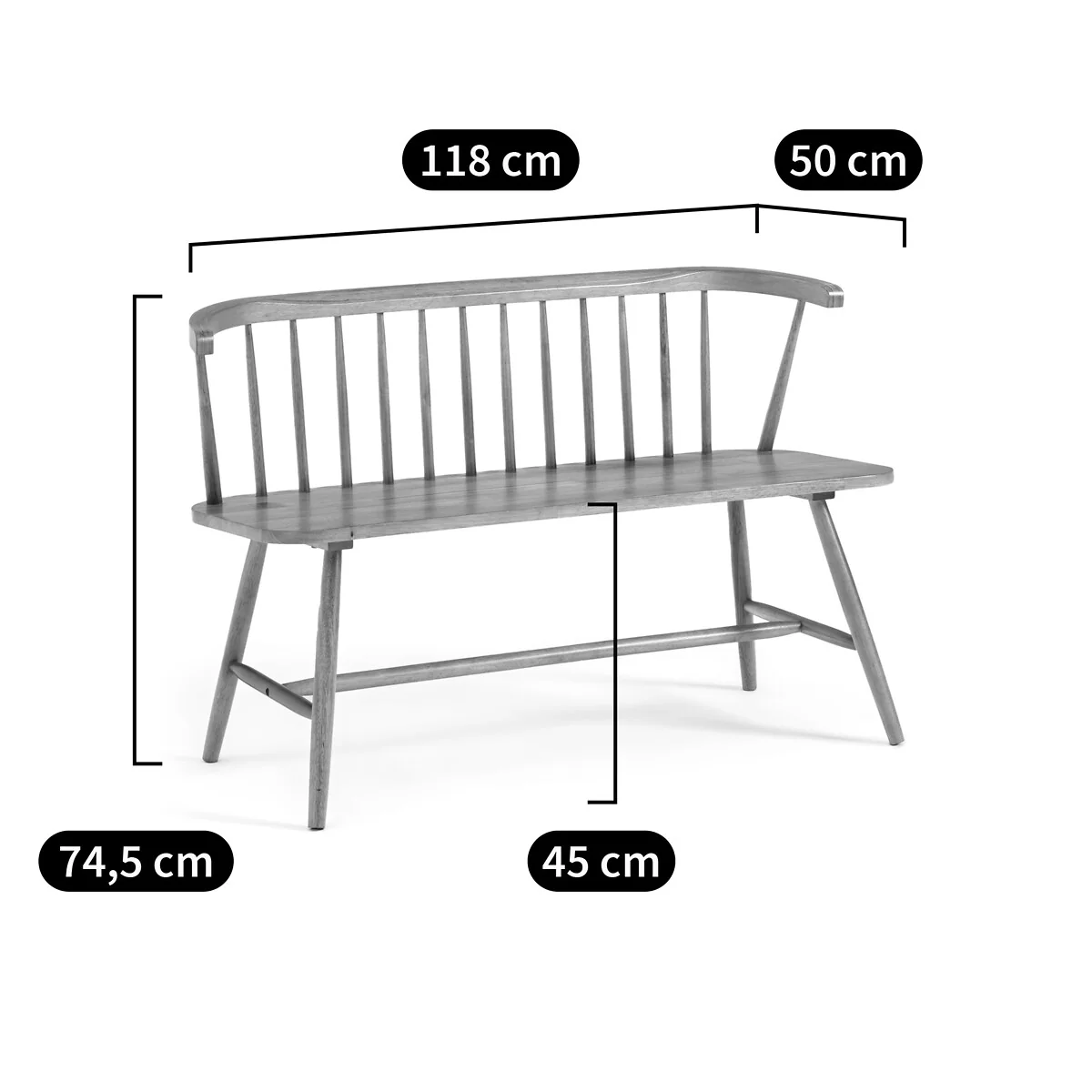 Jimi Solid Rubberwood Bar Bench – image 7