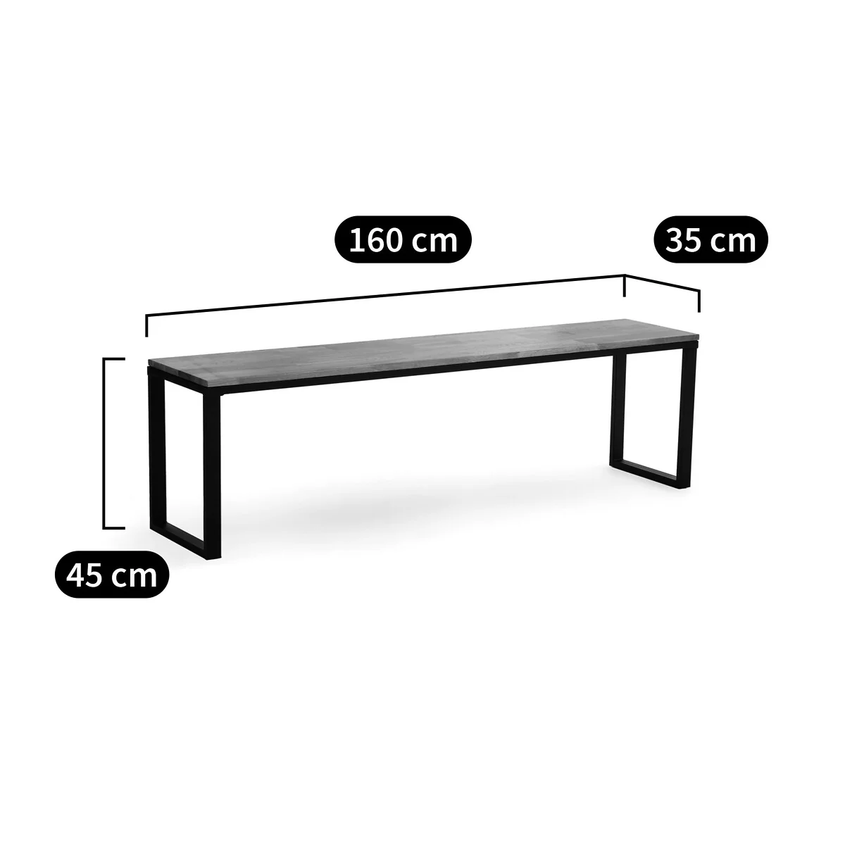 Hiba Solid Oak & Metal Bench – image 4