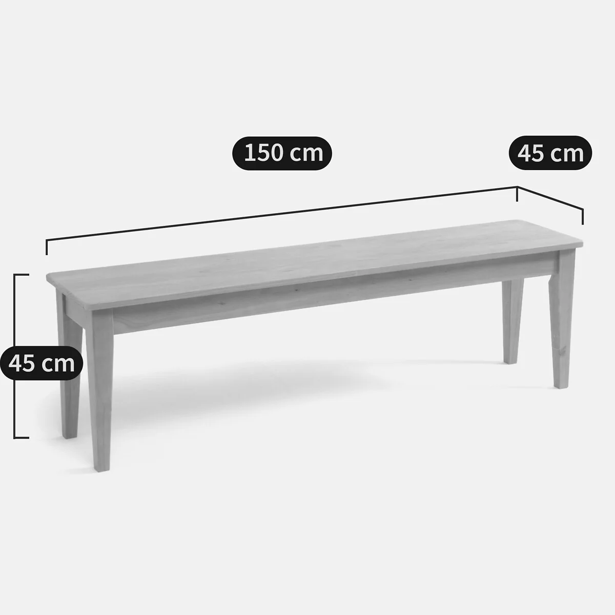 Alvina Solid Pine 3-Seat Bench – image 6