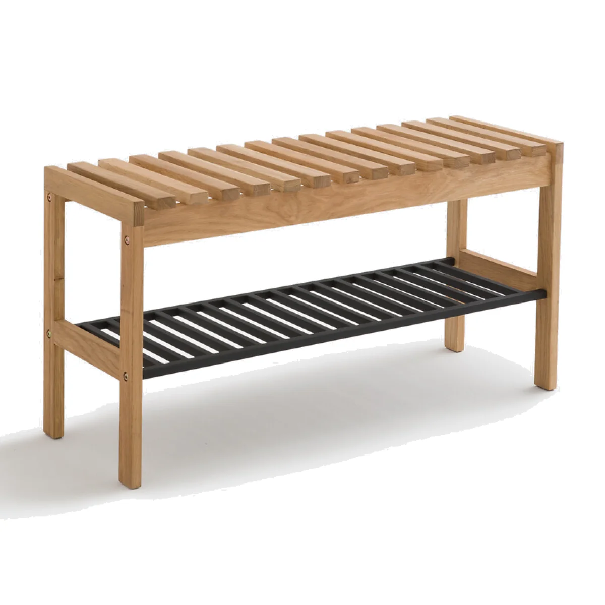 Kia Solid Oak & Metal Bench – image 1