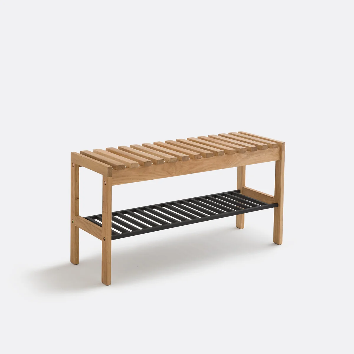 Kia Solid Oak & Metal Bench – image 2