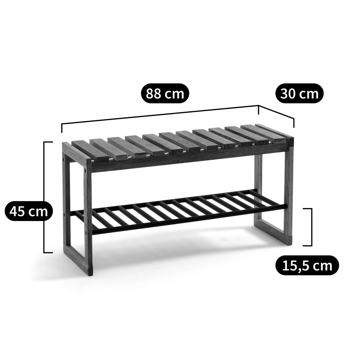 Kia Solid Oak & Metal Bench – image 5