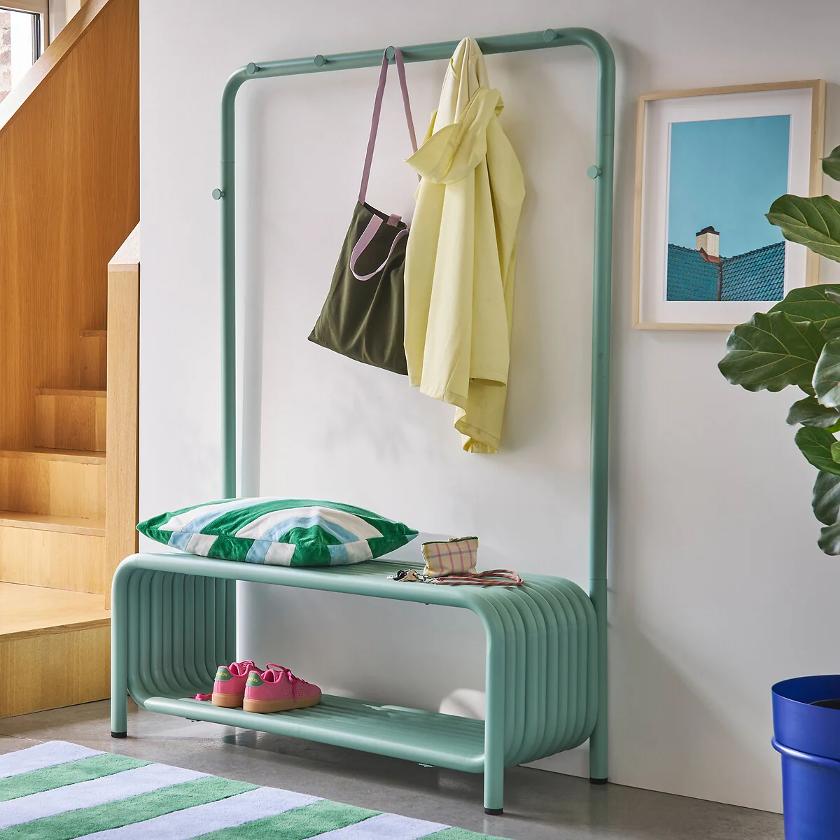Steel Metal Cloakroom Bench, Tubi – image 2