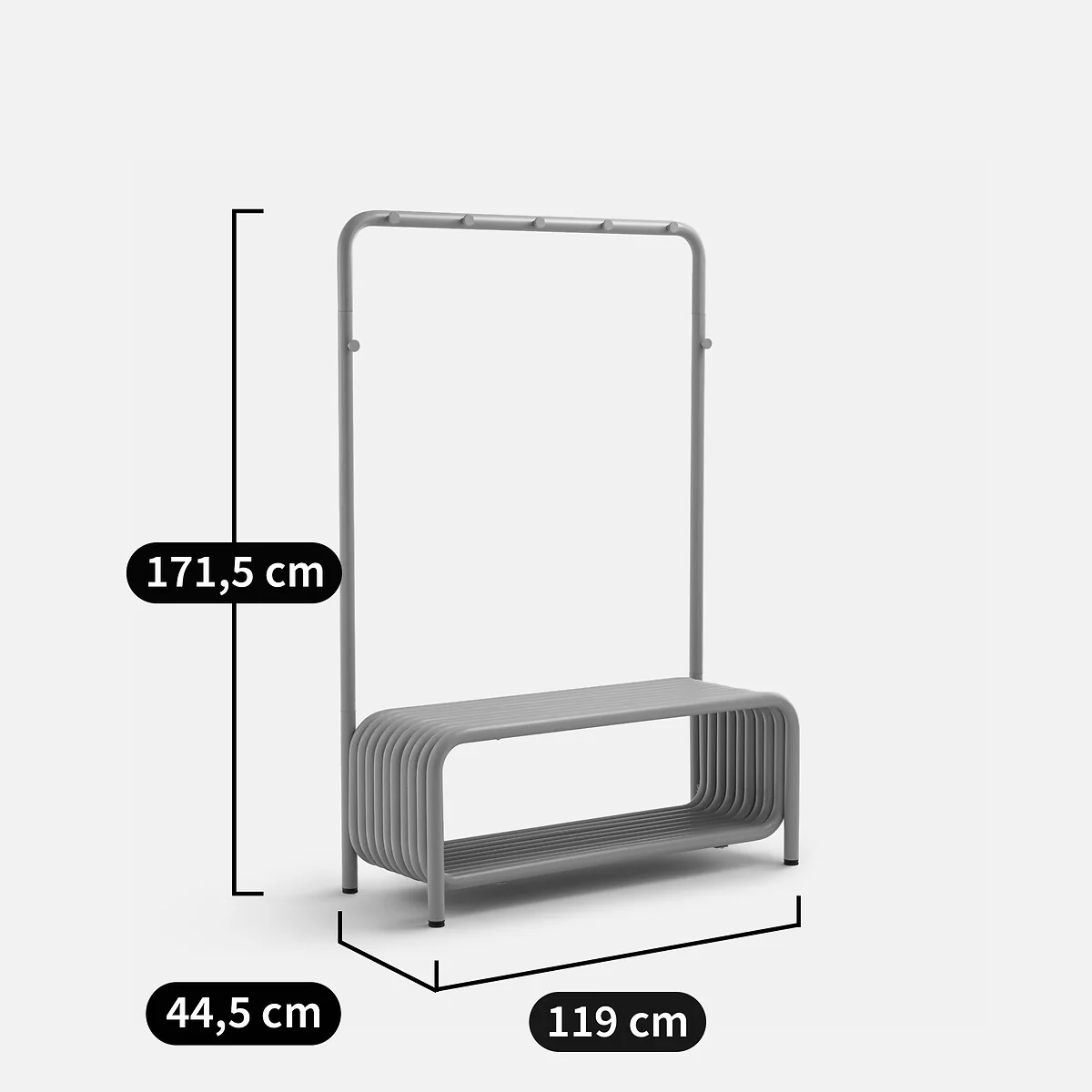 Steel Metal Cloakroom Bench, Tubi – image 7
