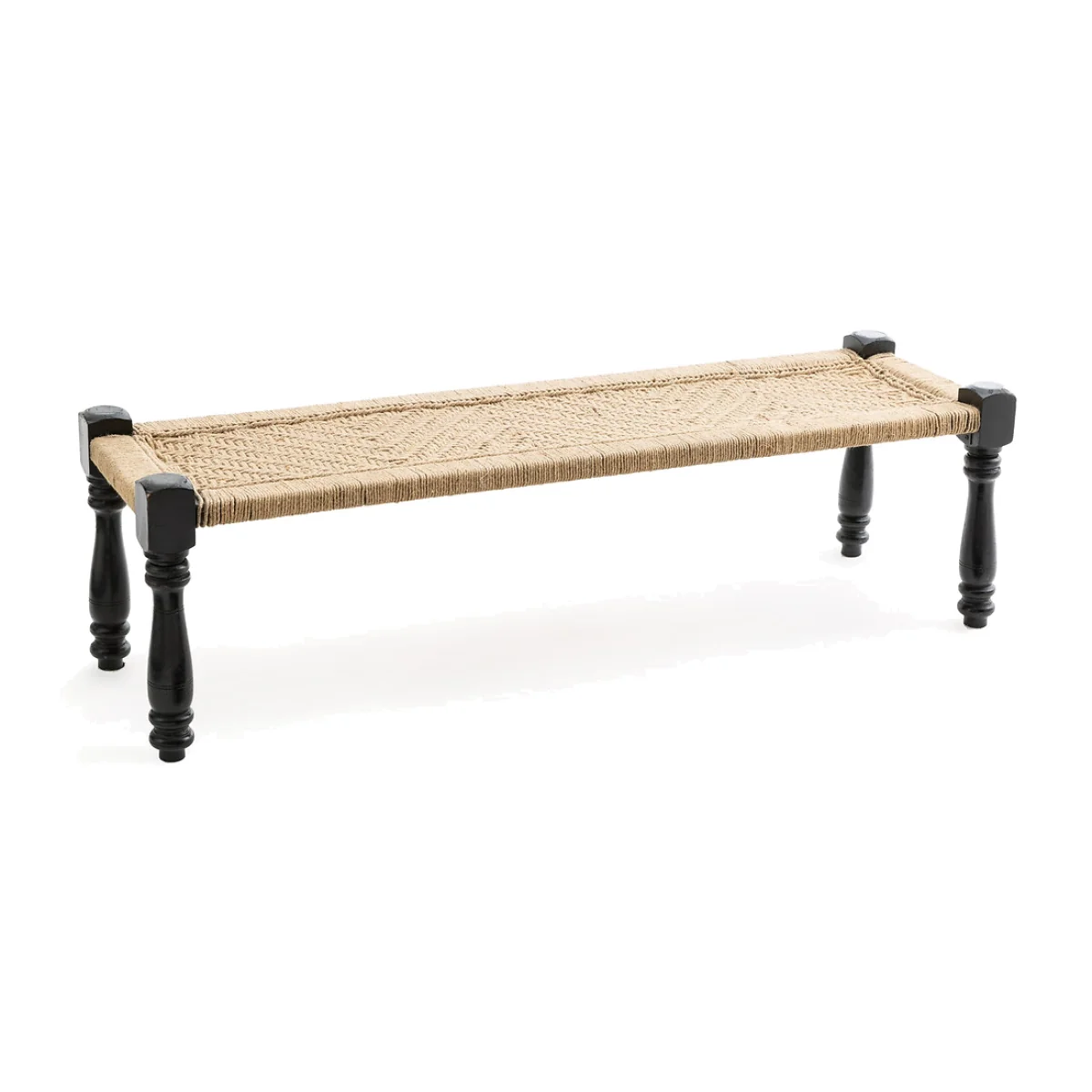 Adas Mango Wood & Rope Indian Style Bench – image 1