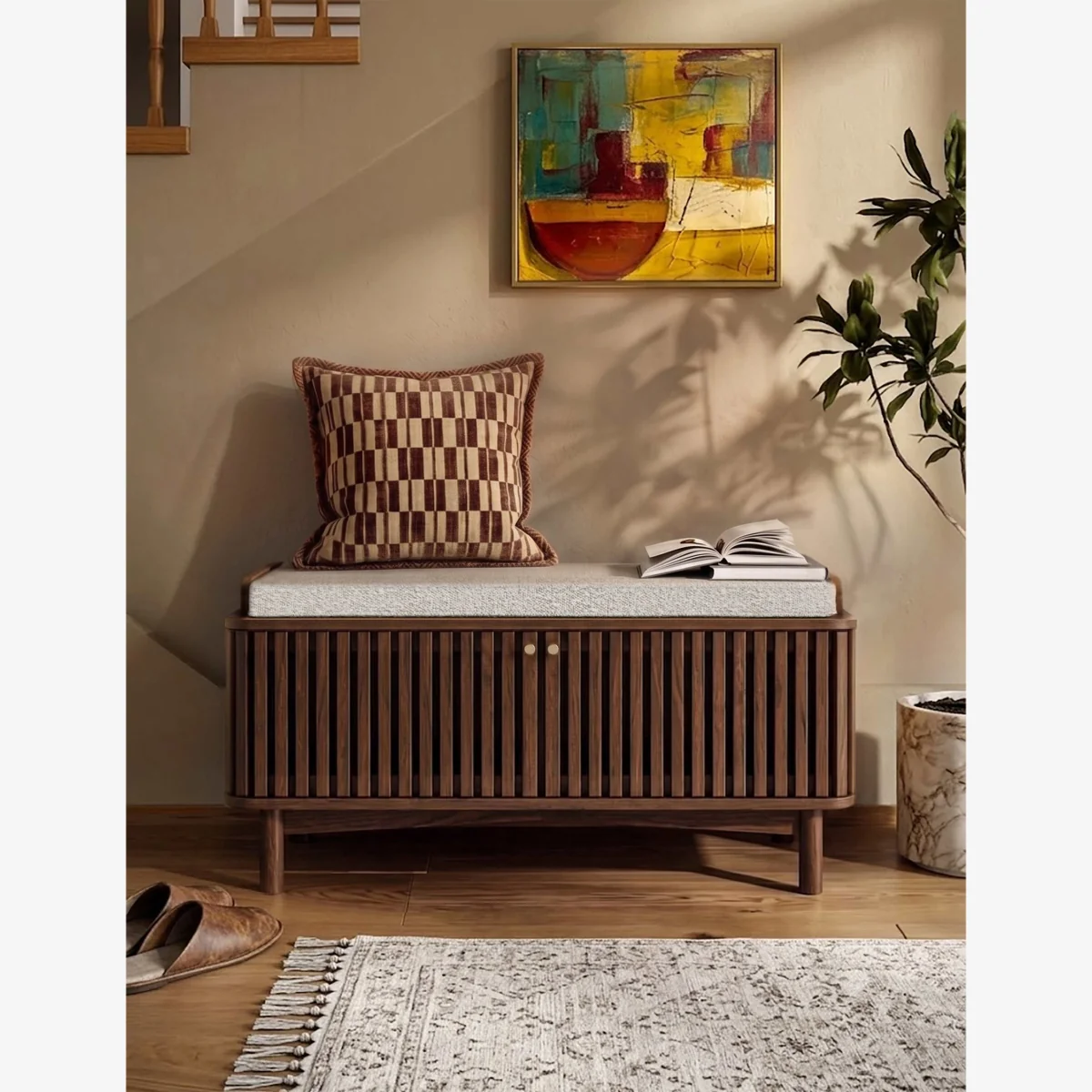 Corndell Soho Oak Storage Bench Brown – image 1