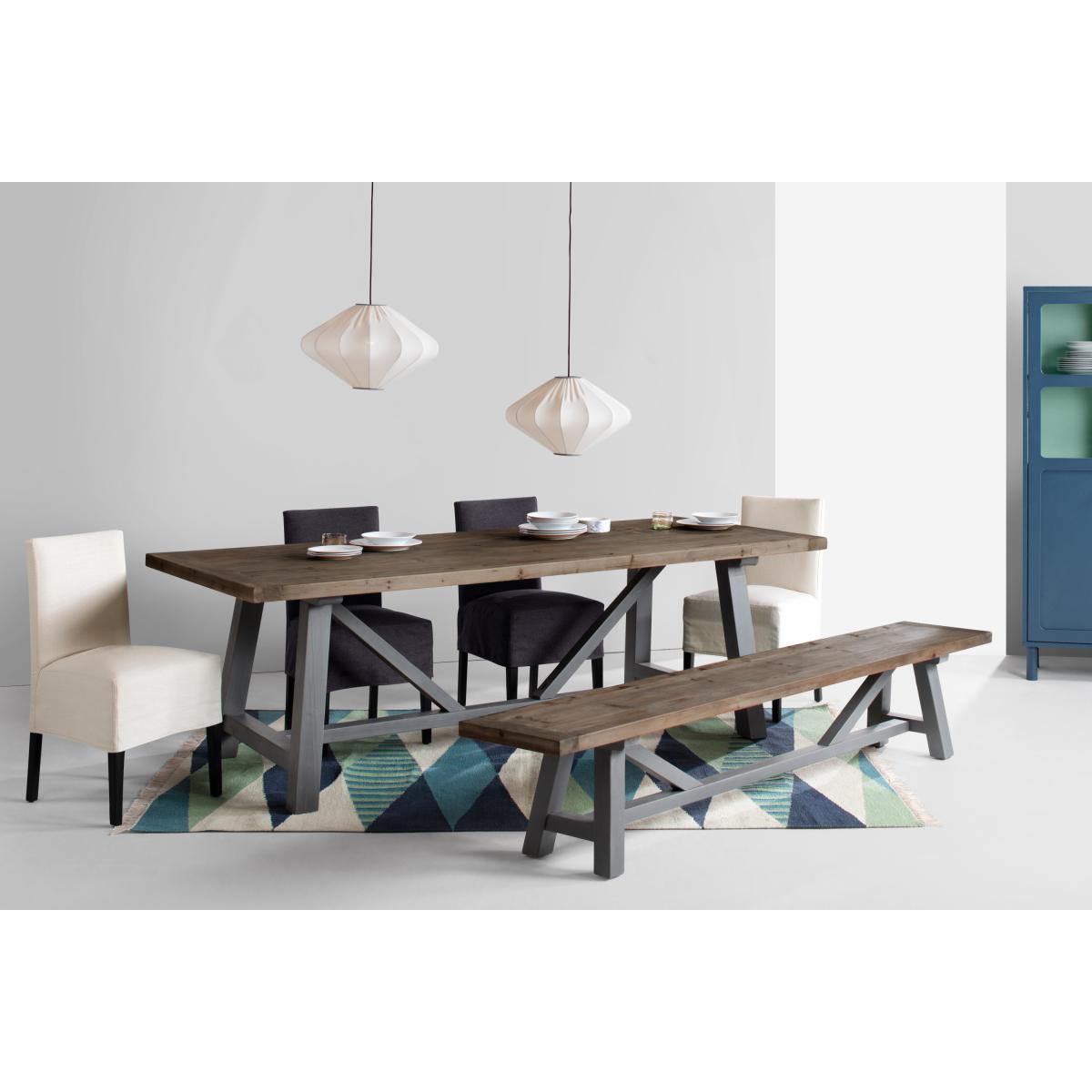 Iona Extra Large Bench, Solid Pine and Grey – image 4