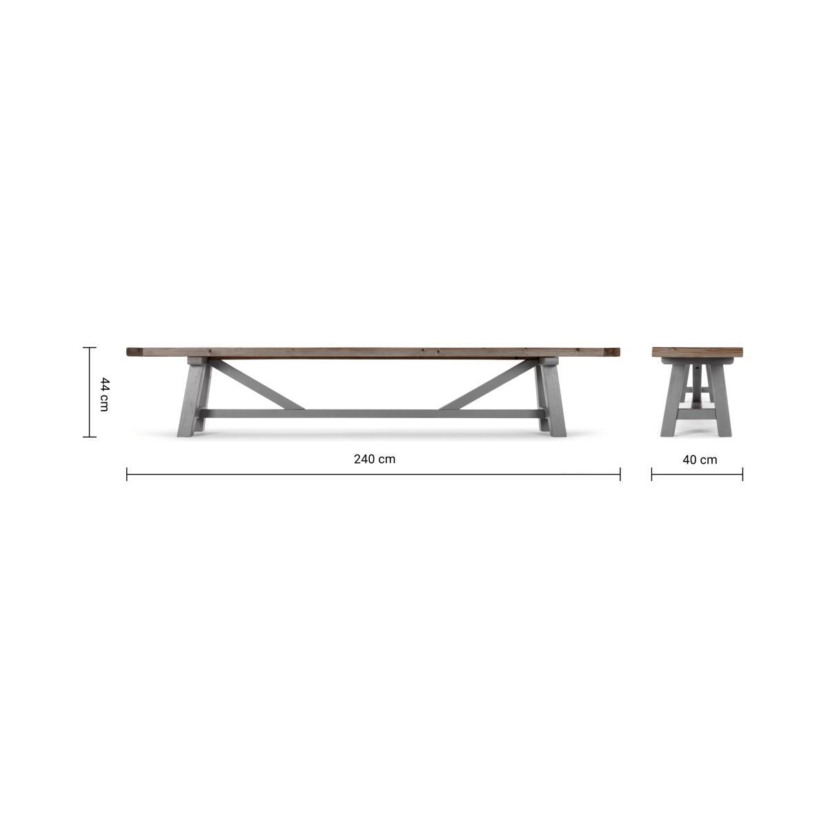 Iona Extra Large Bench, Solid Pine and Grey – image 10