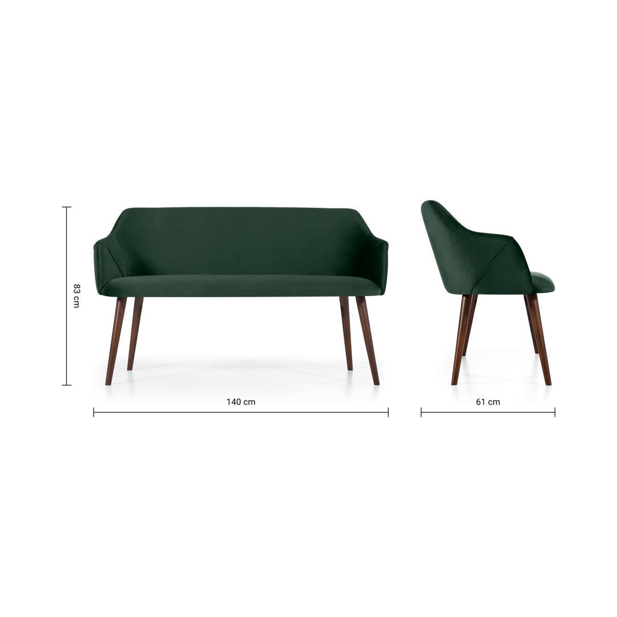 Lule Dining Bench, Pine Green Velvet – image 8