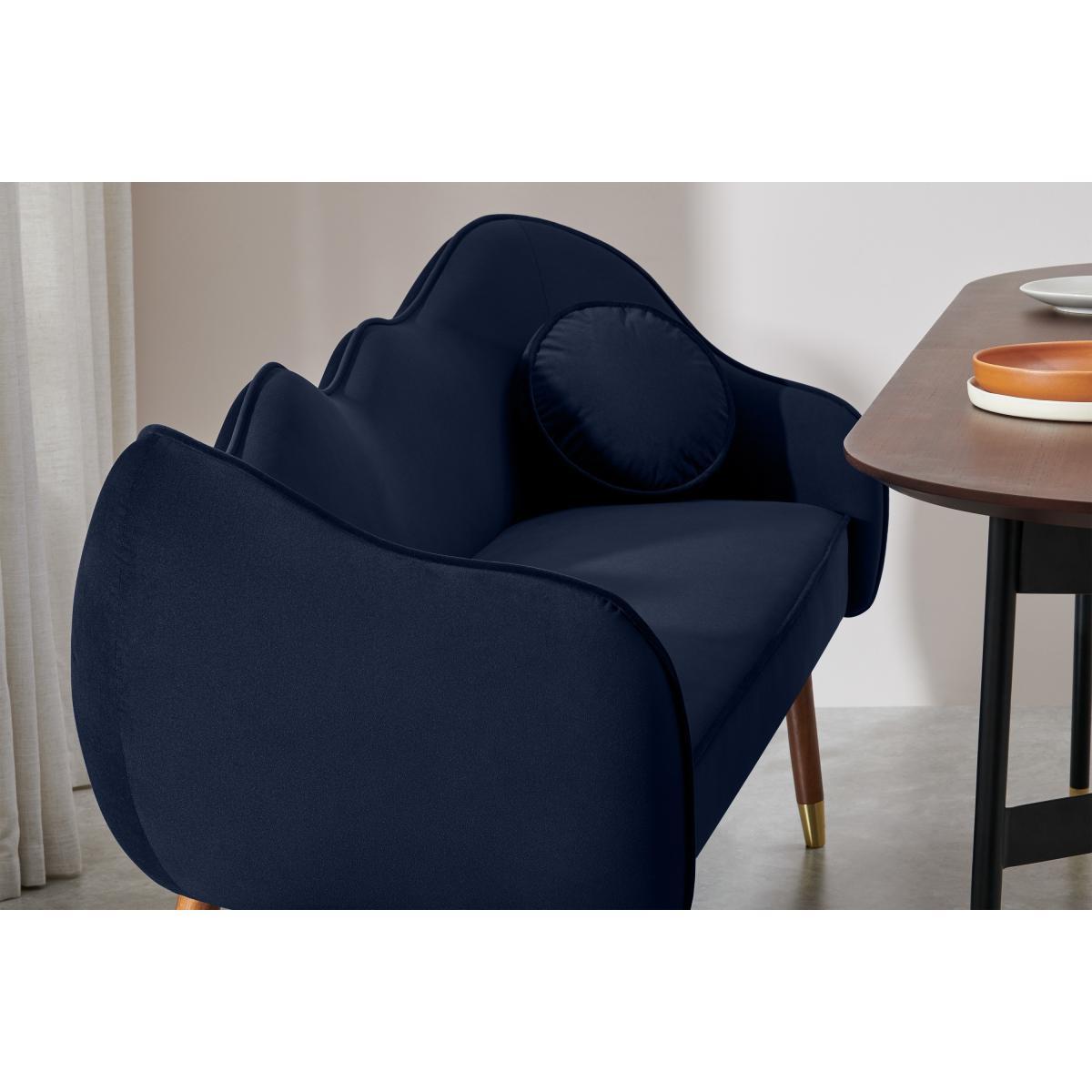 Alix Dining Bench, Monarch Blue Velvet with Walnut Legs – image 5