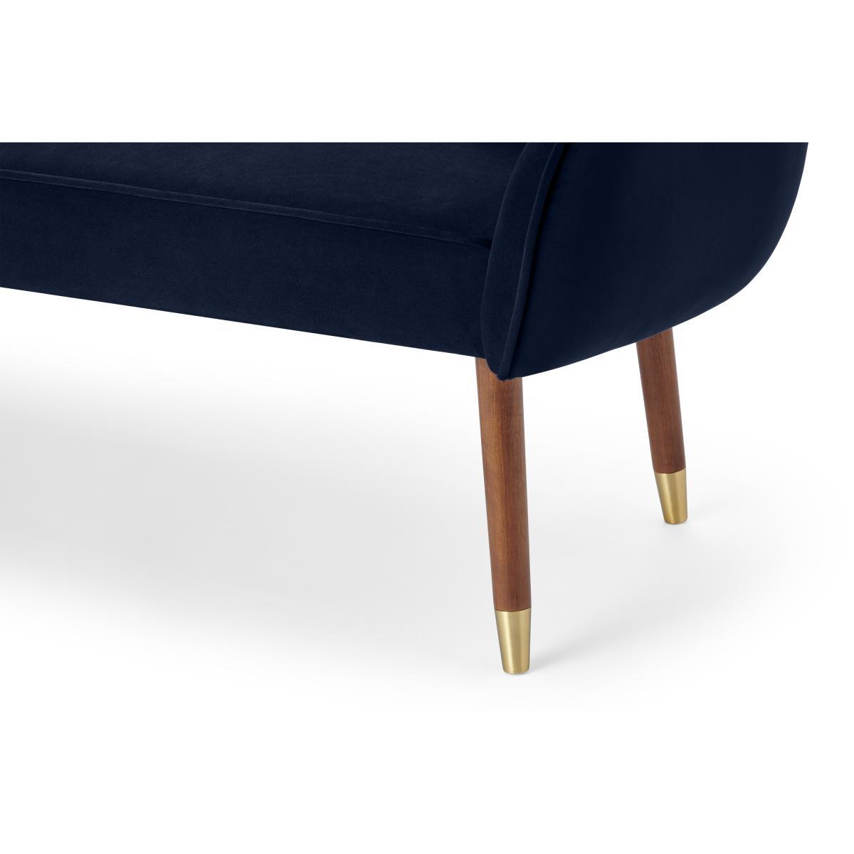 Alix Dining Bench, Monarch Blue Velvet with Walnut Legs – image 6