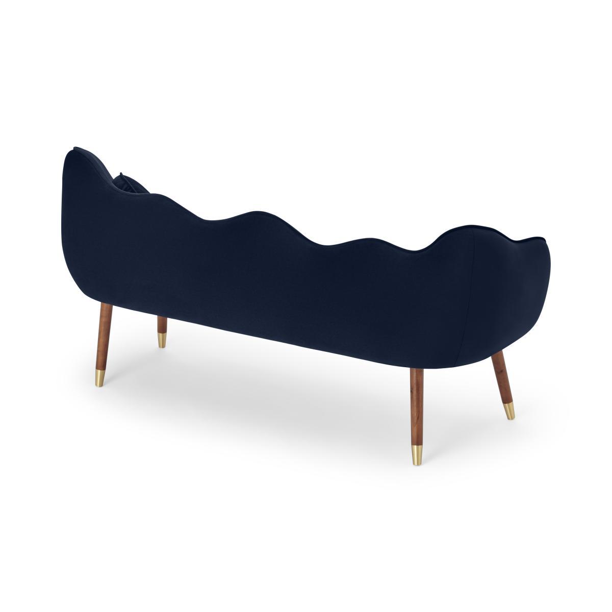 Alix Dining Bench, Monarch Blue Velvet with Walnut Legs – image 7