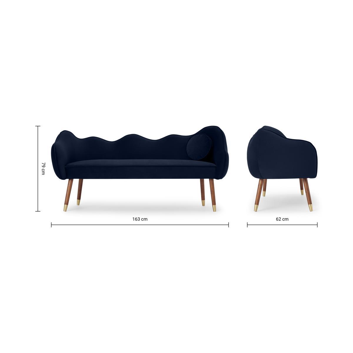 Alix Dining Bench, Monarch Blue Velvet with Walnut Legs – image 9