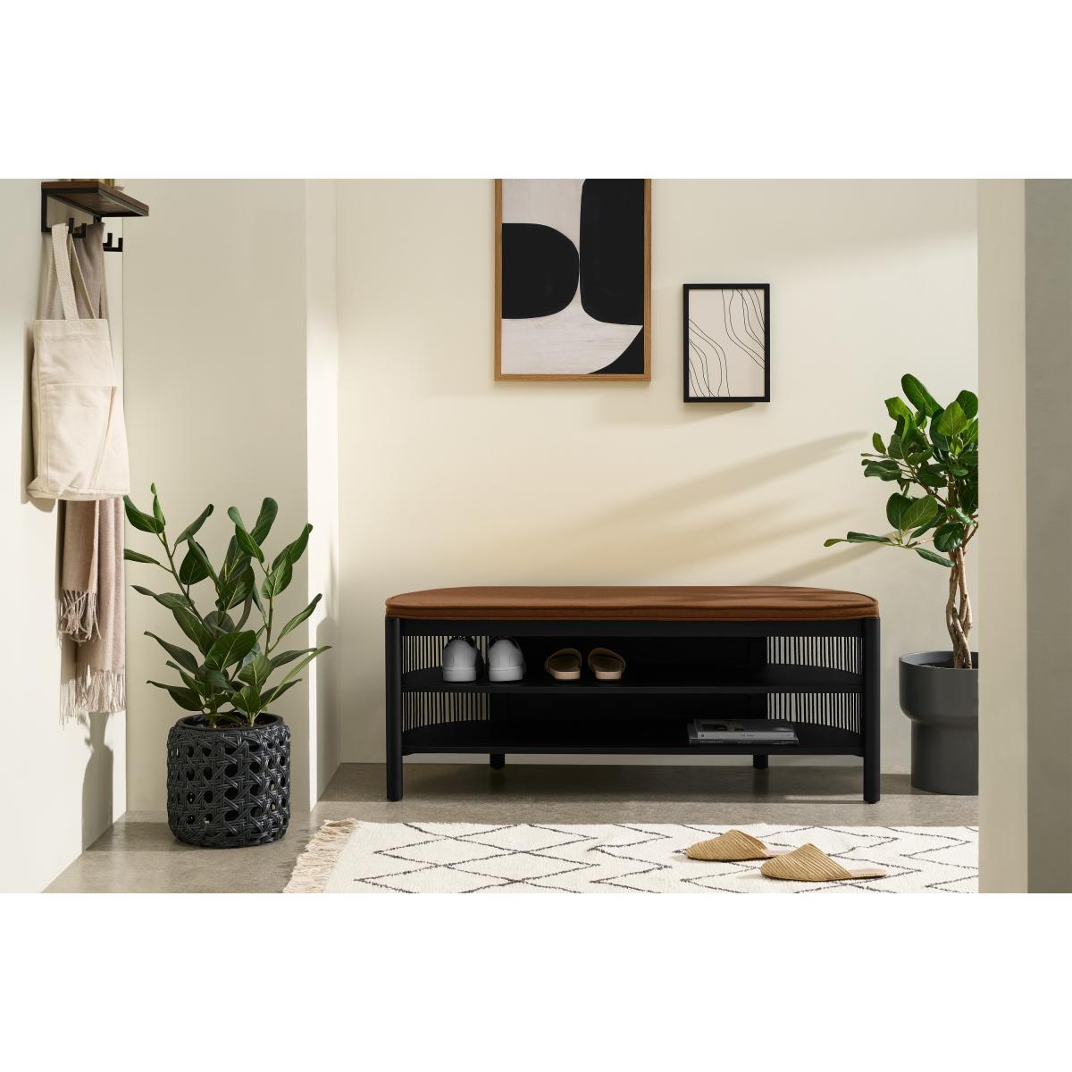 Tamana Hallway Bench, Black Acacia Wood & Cord – image 4