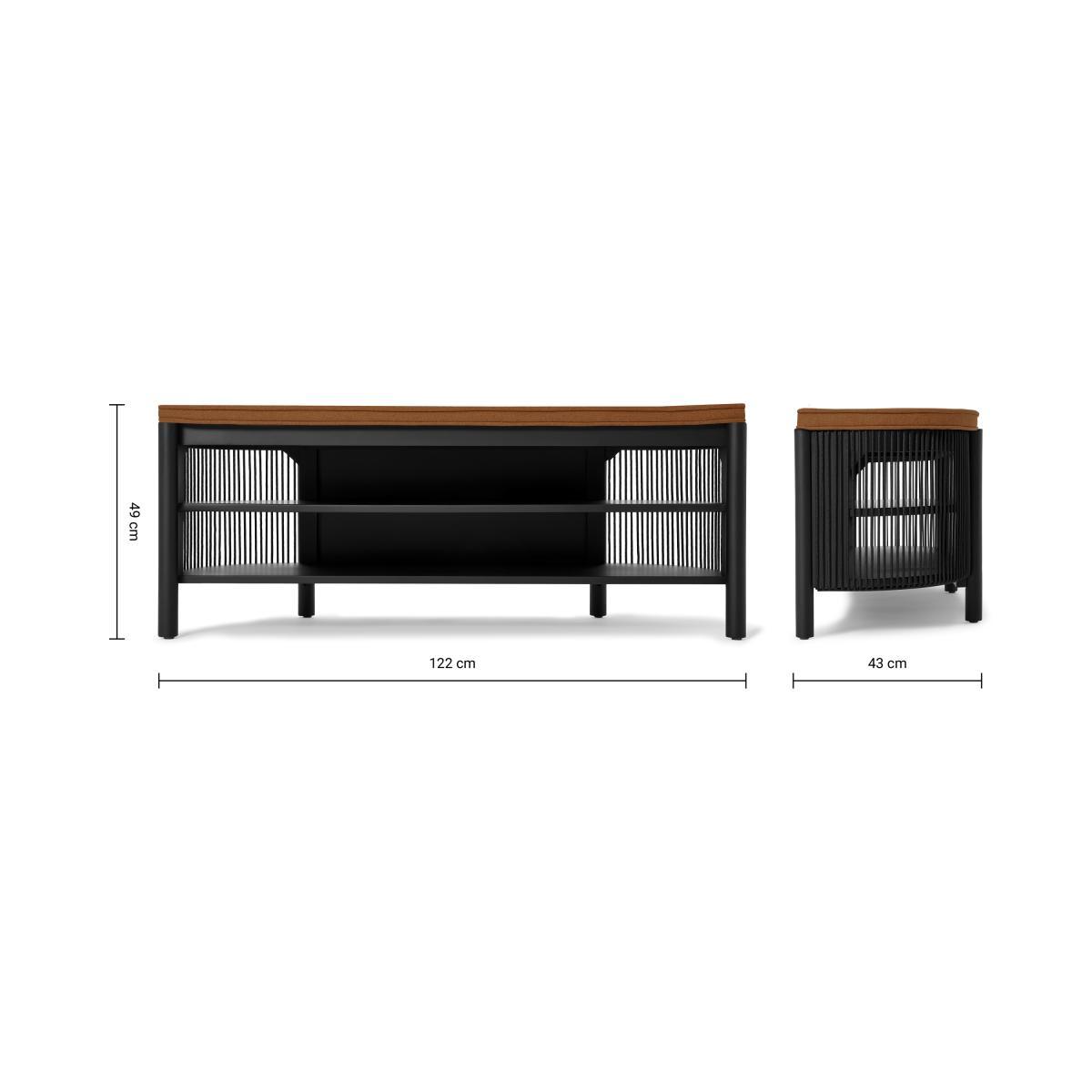 Tamana Hallway Bench, Black Acacia Wood & Cord – image 8