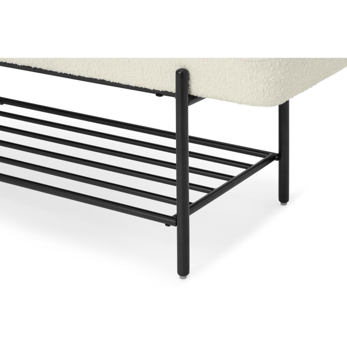 Asare Hallway Storage Bench, Whitewash Boucle & Black – image 6