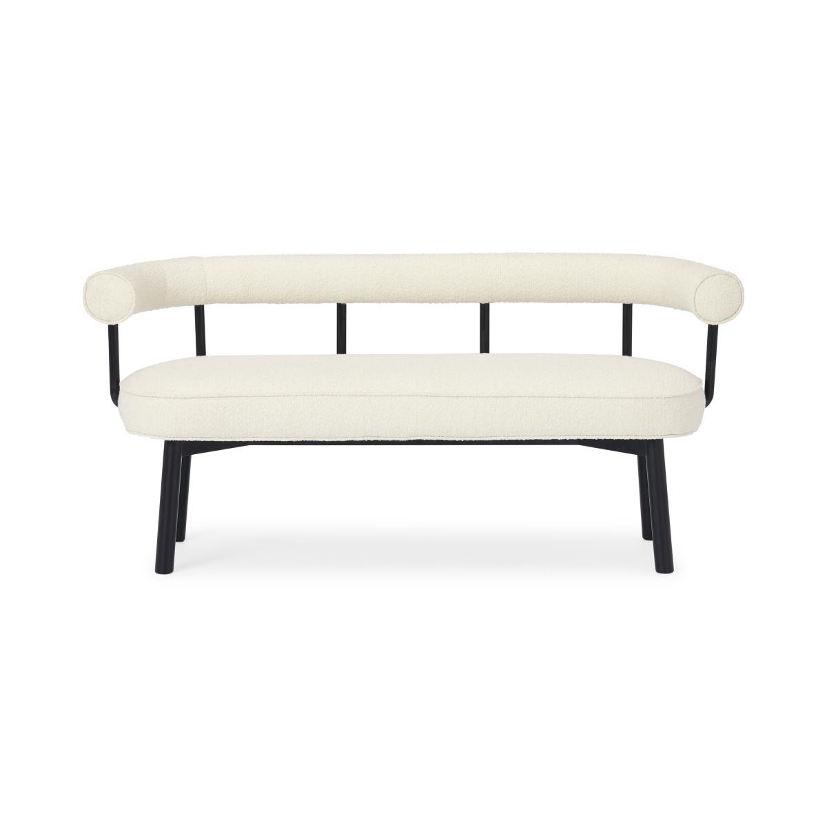 Arais Dining Bench, Whitewash Boucle with Black Legs – image 2