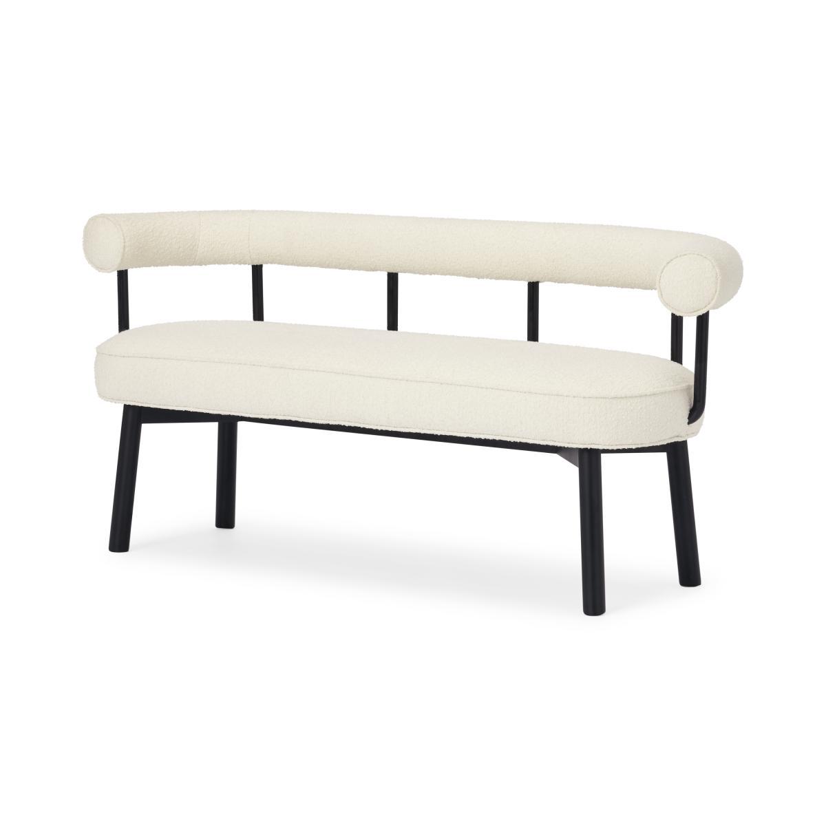 Arais Dining Bench, Whitewash Boucle with Black Legs – image 3