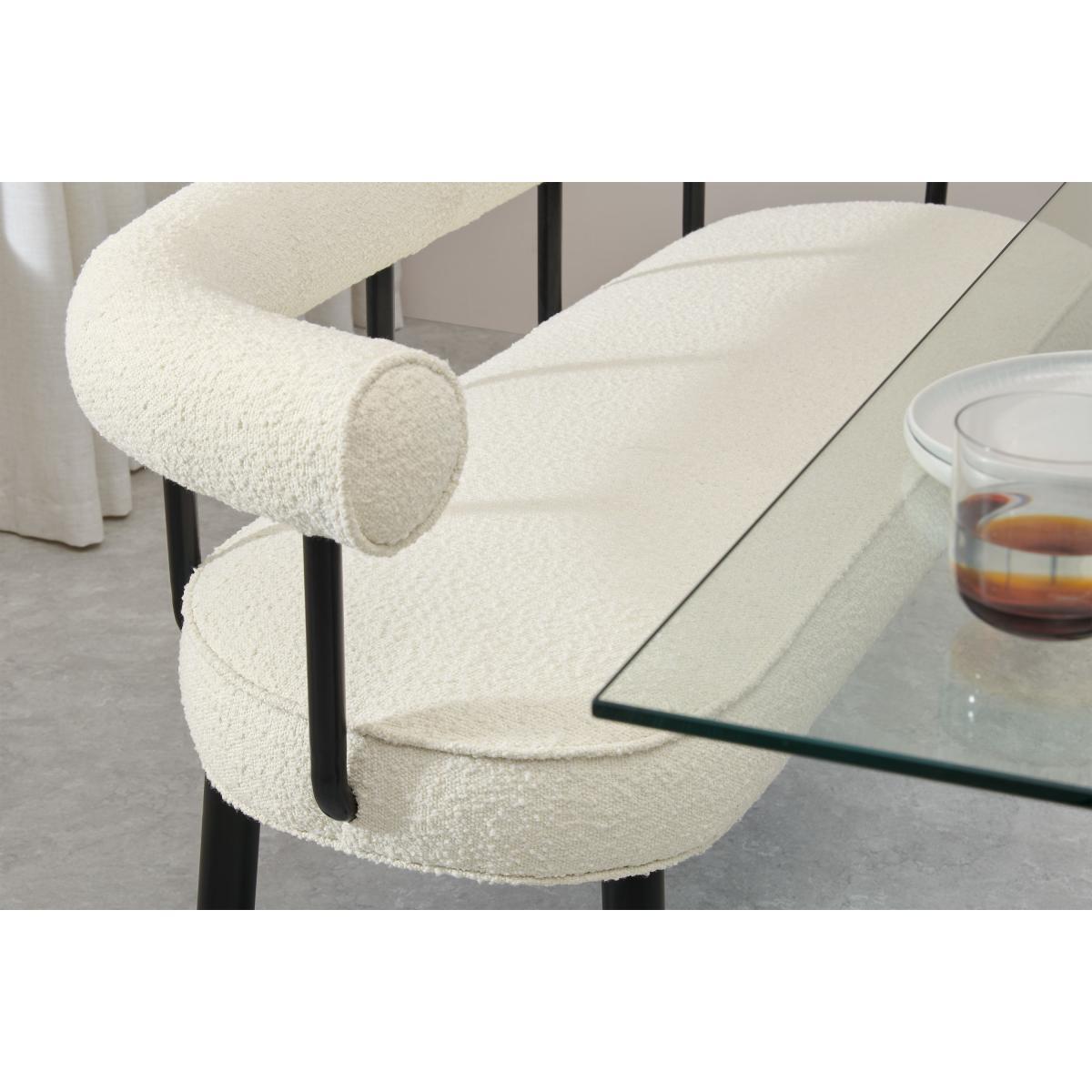 Arais Dining Bench, Whitewash Boucle with Black Legs – image 5