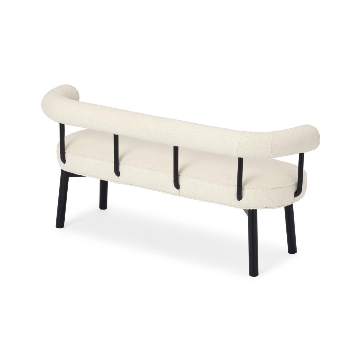 Arais Dining Bench, Whitewash Boucle with Black Legs – image 6